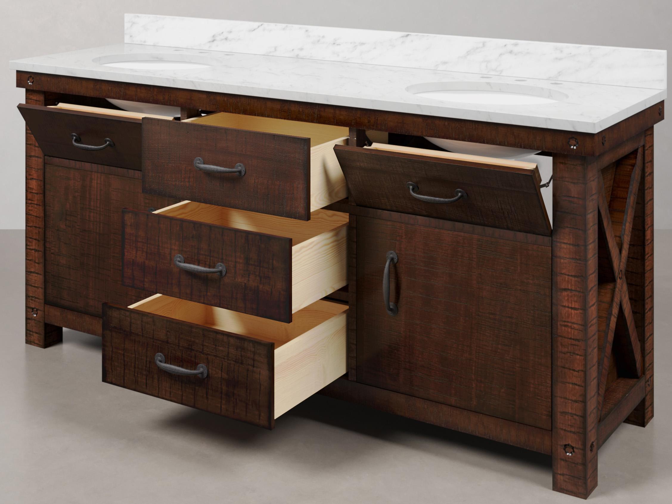 Water Creation Aberdeen White Marble Countertop Bath Vanity in Rustic Sienna