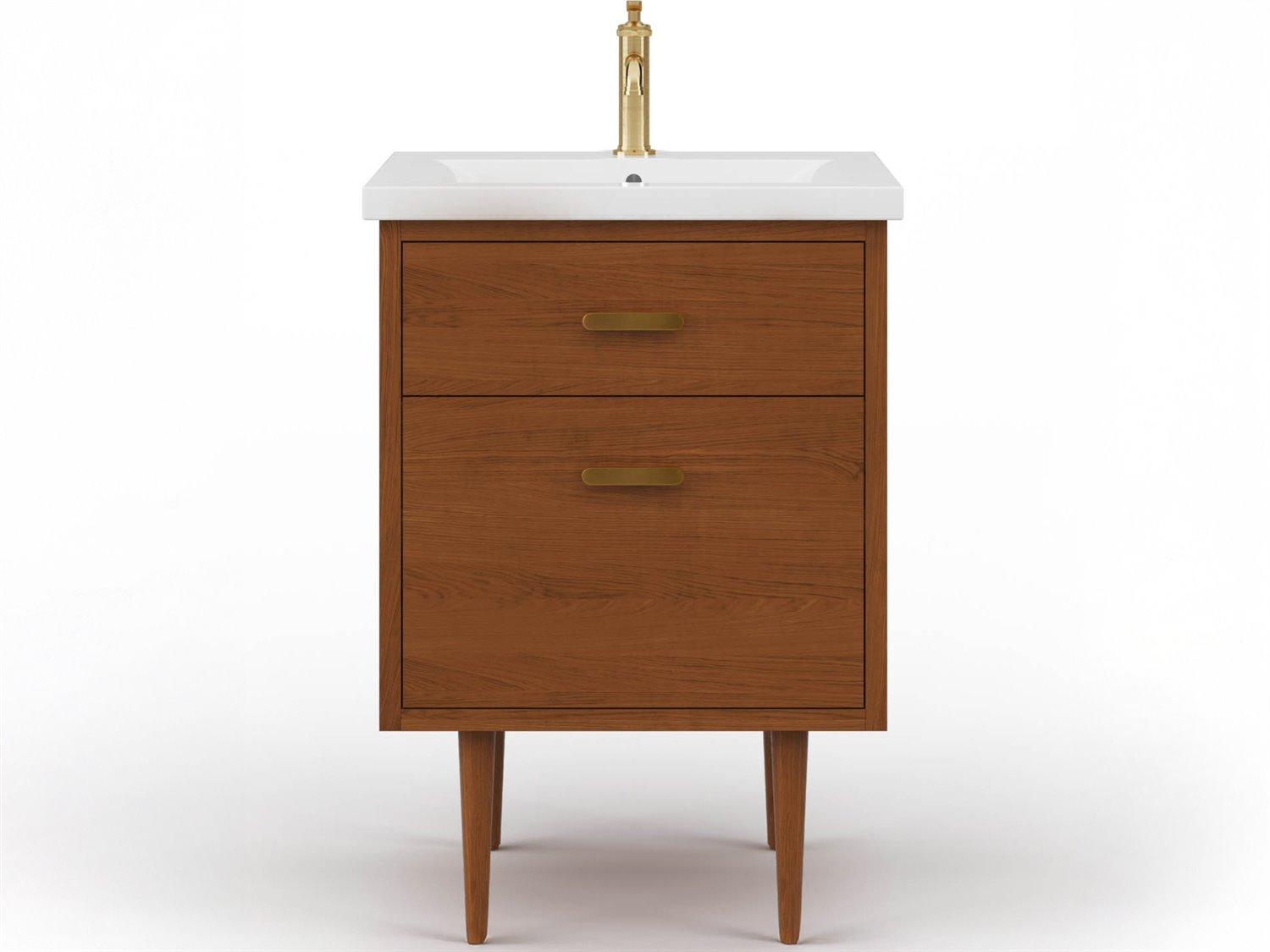 Water Creation Brandy Satin Gold Vanity in Honey Walnut
