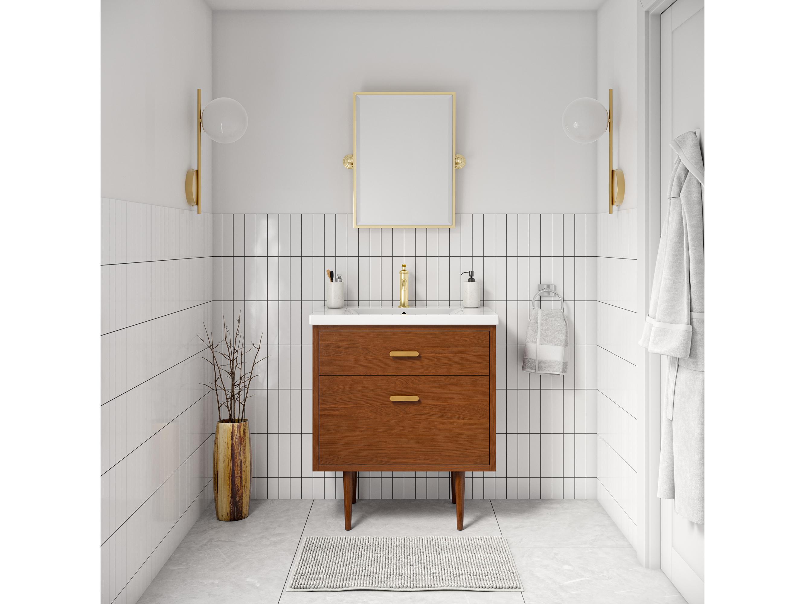 Water Creation Brandy Satin Gold Vanity in Honey Walnut