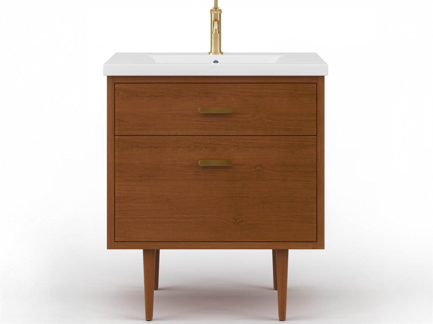 Water Creation Brandy Satin Gold Vanity in Honey Walnut