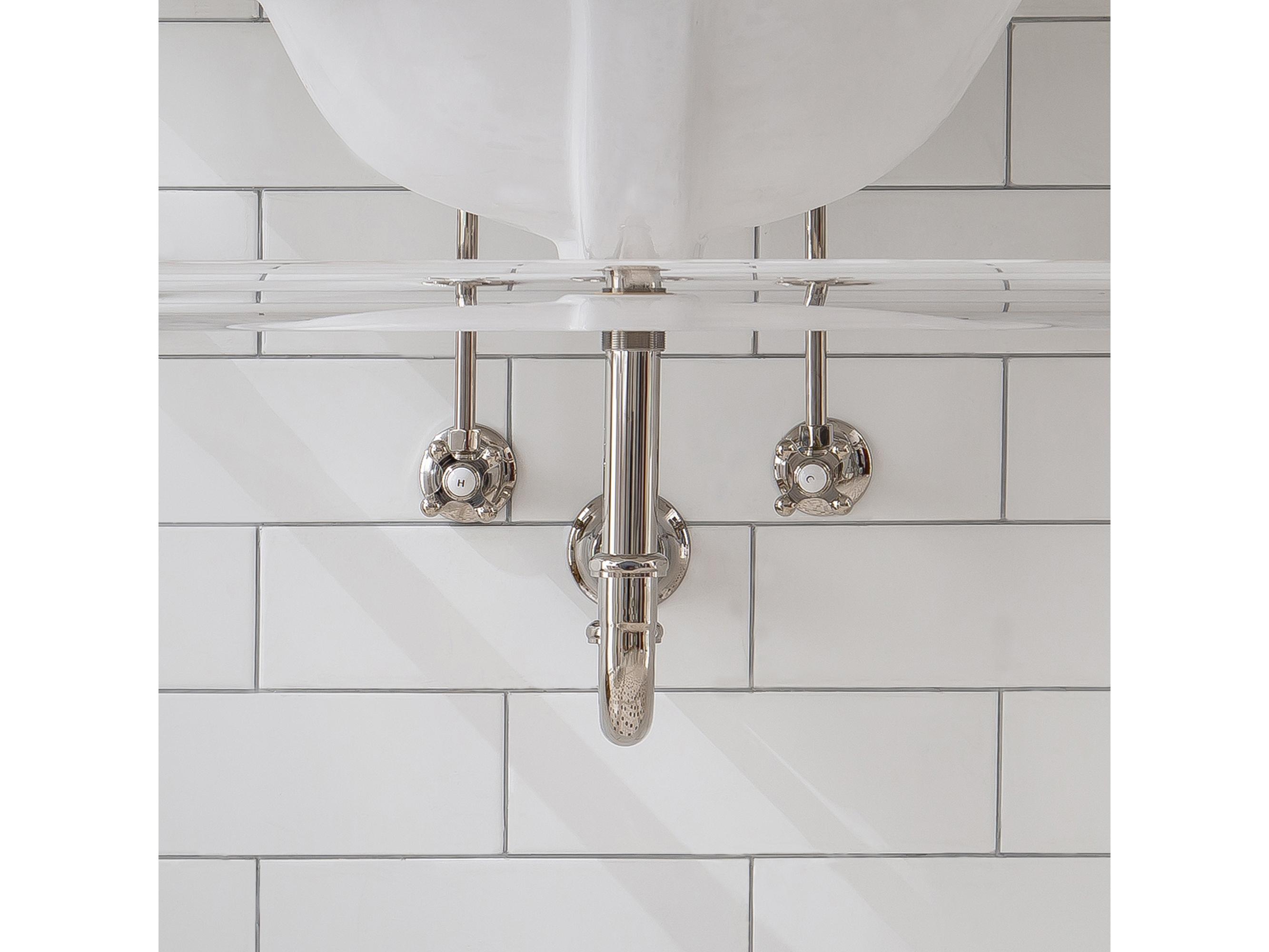 Water Creation Embassy Single Wash Stand, P-Trap, and Carrara White Marble Countertop with Oval Basin in Polished Nickel (PVD) Finish