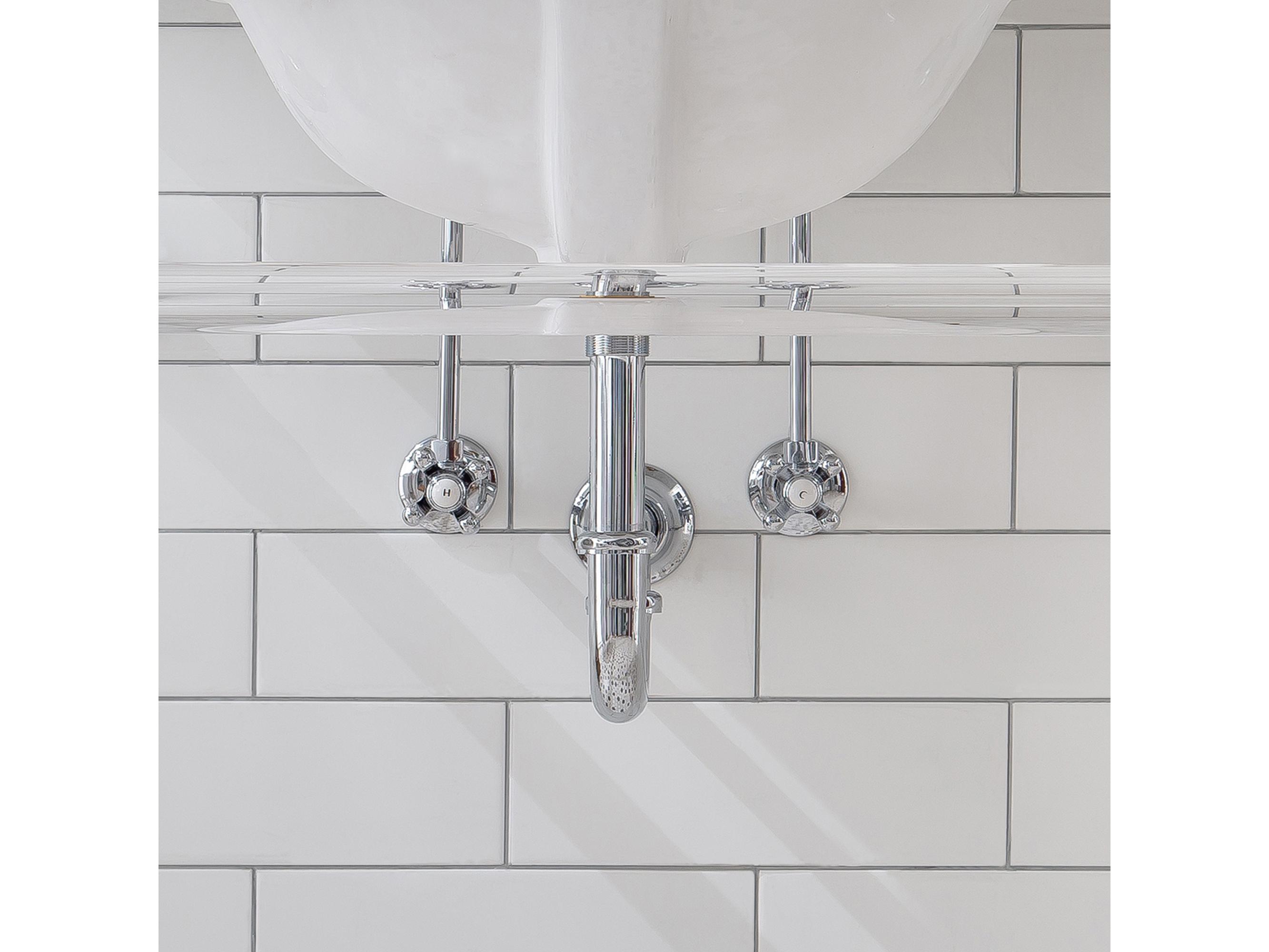 Water Creation Embassy Double Wash Stand, P-Trap, and Carrara White Marble Countertop with Oval Basins in Chrome Finish