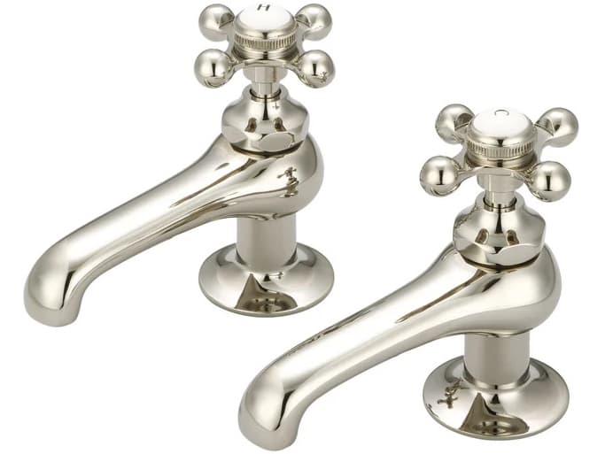 Water Creation Vintage Classic Lavatory Faucets in Polished Nickel With Metal Cross Handles