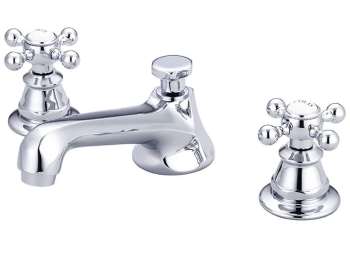 Water Creation Nerida Widespread Deck Mount Lavatory Faucets With Pop-Up Drain in Chrome Finish With Metal Cross Handles