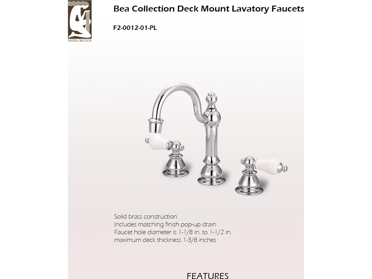 Water Creation Bea – Chrome Finish with Porcelain Lever Handles, Hook Spout