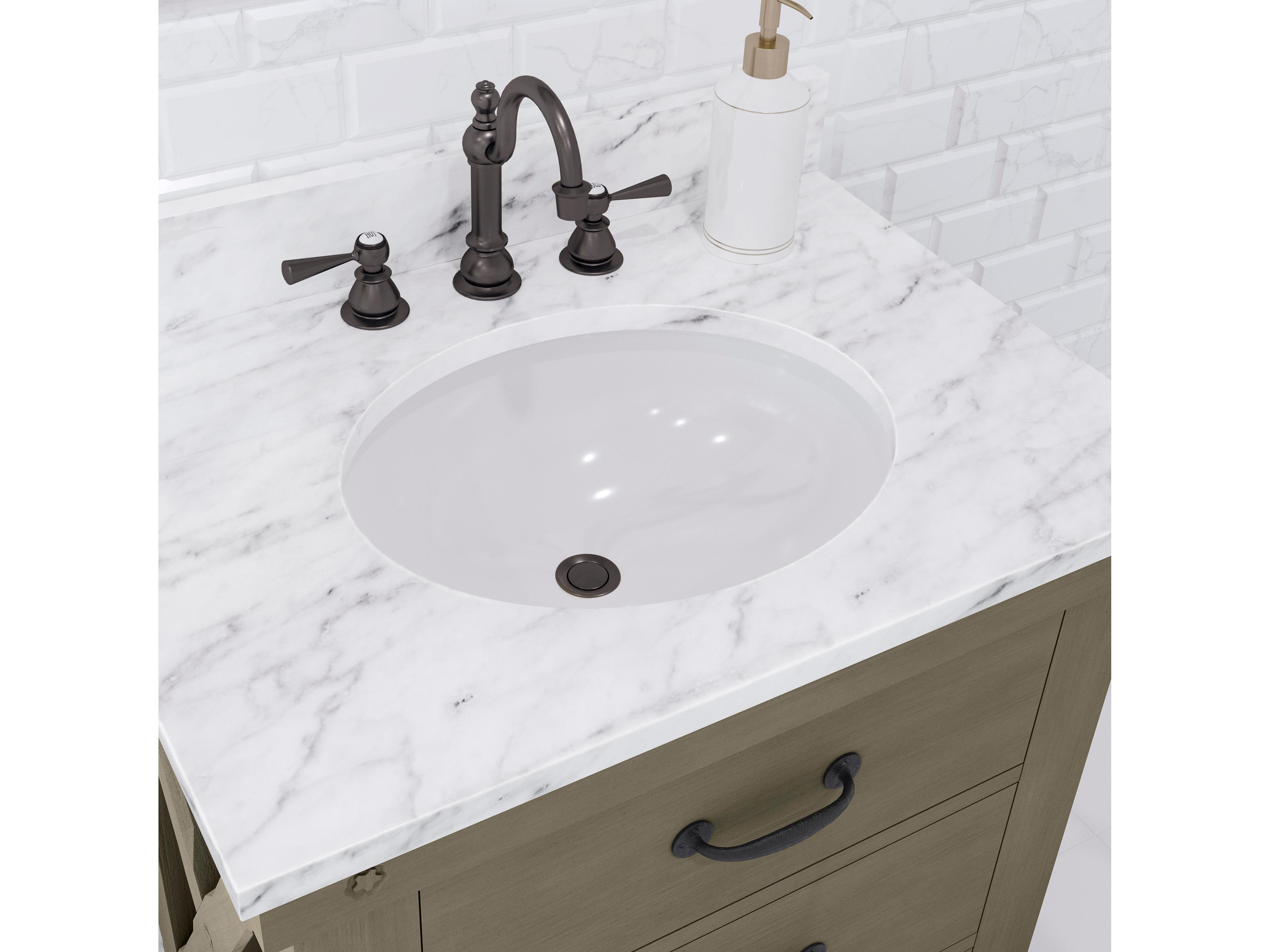 Water Creation Bea Classic Hook Spout Widespread Deck Mount Lavatory Faucets With Pop-Up Drain in Oil-Rubbed Bronze Finish With British Cross Handles