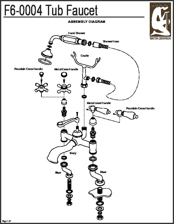 Water Creation Cara 3-Handle Vintage Claw Foot Tub Faucet with Hand Shower and Porcelain Lever Handles in Oil Rubbed Bronze