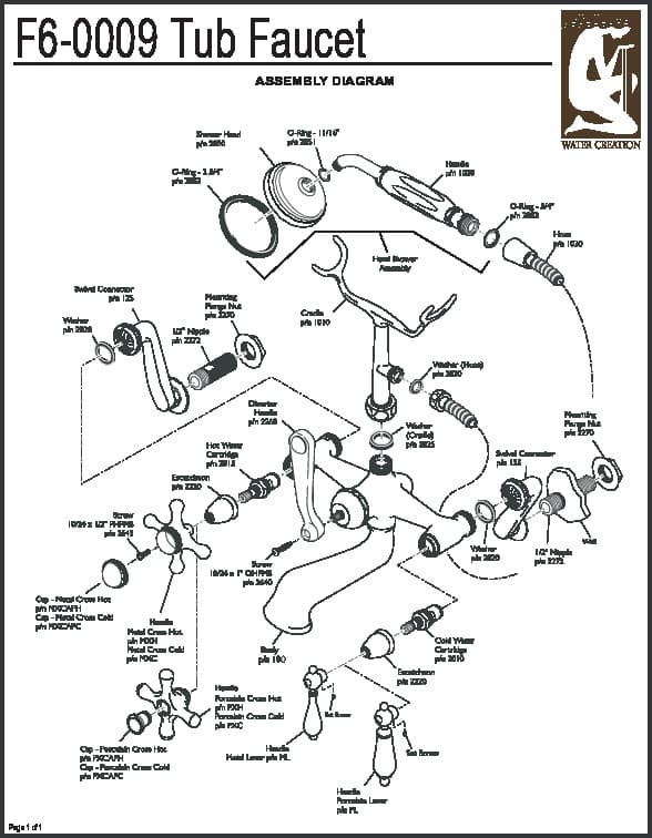 Water Creation Cayo 3-Handle Vintage Claw Foot Tub Faucet with Cross Handles and Hand Shower in Brush Nickel