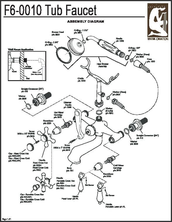 Water Creation Reva 3-Handle Vintage Claw Foot Tub Faucet with Hand Shower and Lever Handles in Brush Nickel