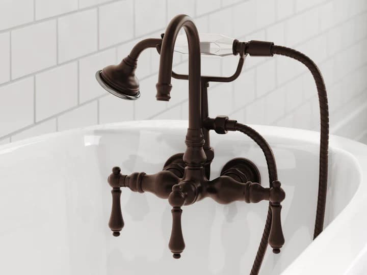 Water Creation Evora 3-Handle Vintage Claw Foot Tub Faucet with Hand Shower and Lever Handles in Oil Rubbed Bronze