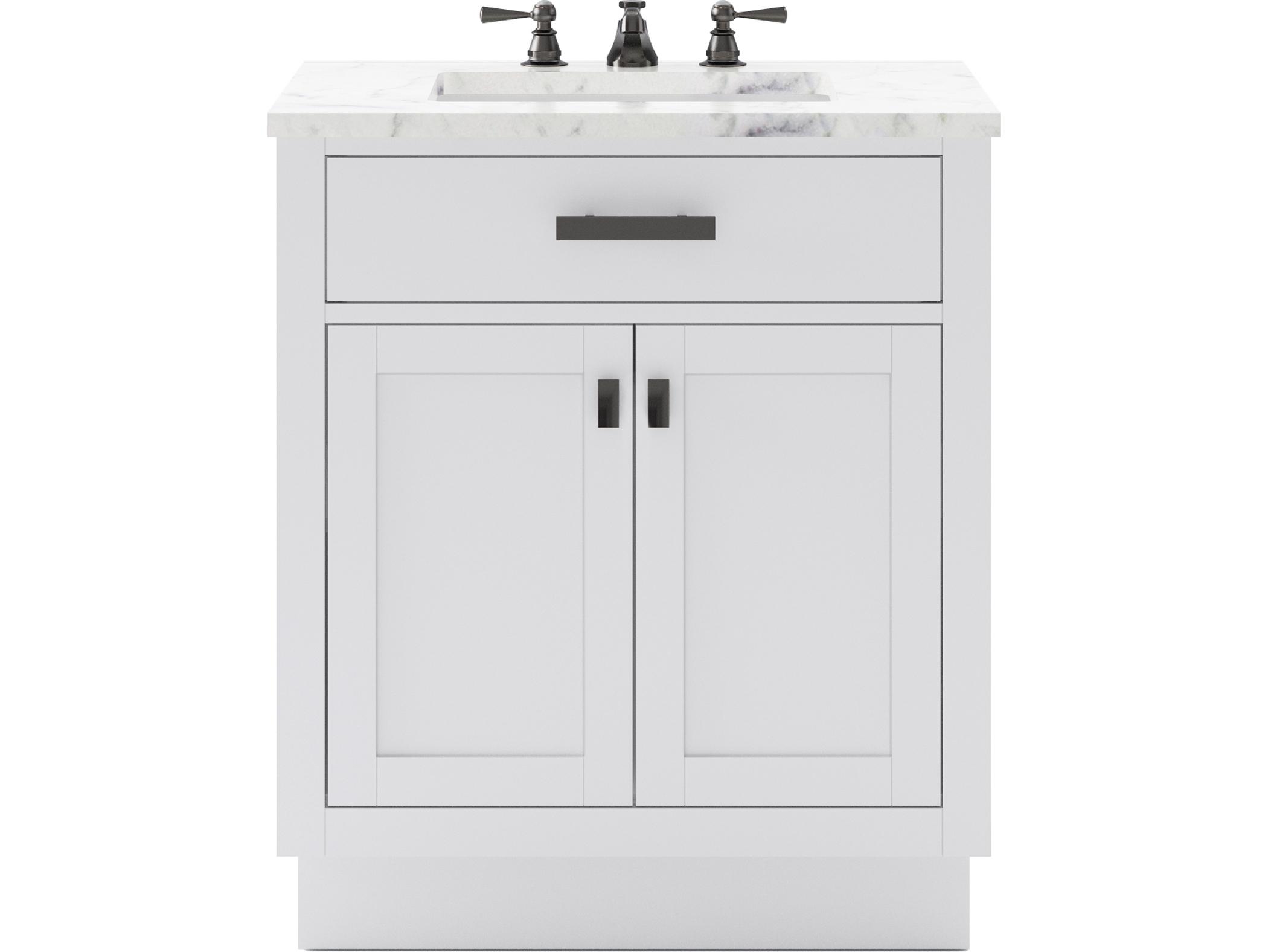 Water Creation Hartford Vanity Single Sink Carrara White Marble Countertop Bath Vanity in Pure White
