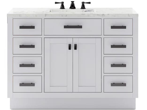 Water Creation Hartford Single Sink Carrara White Marble Countertop Bath Vanity in Pure White