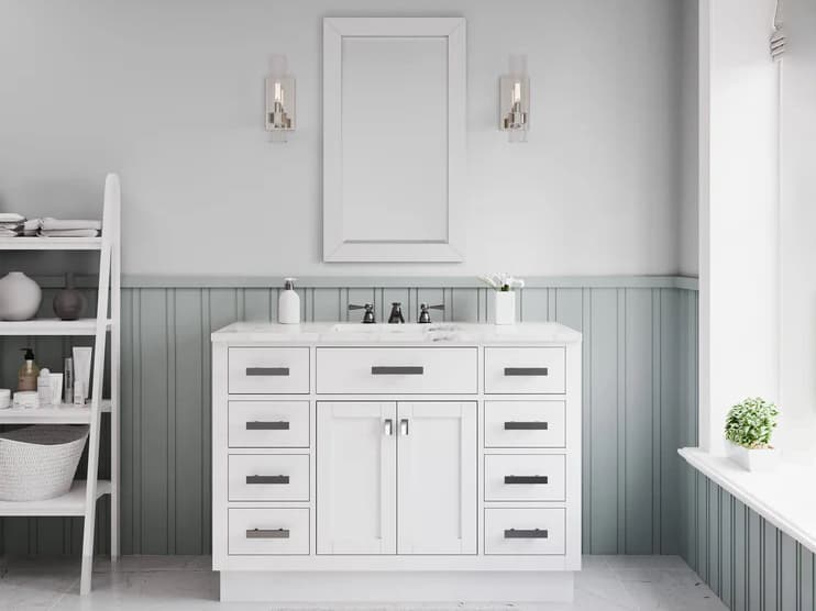 Water Creation Hartford Single Sink Carrara White Marble Countertop Bath Vanity in Pure White