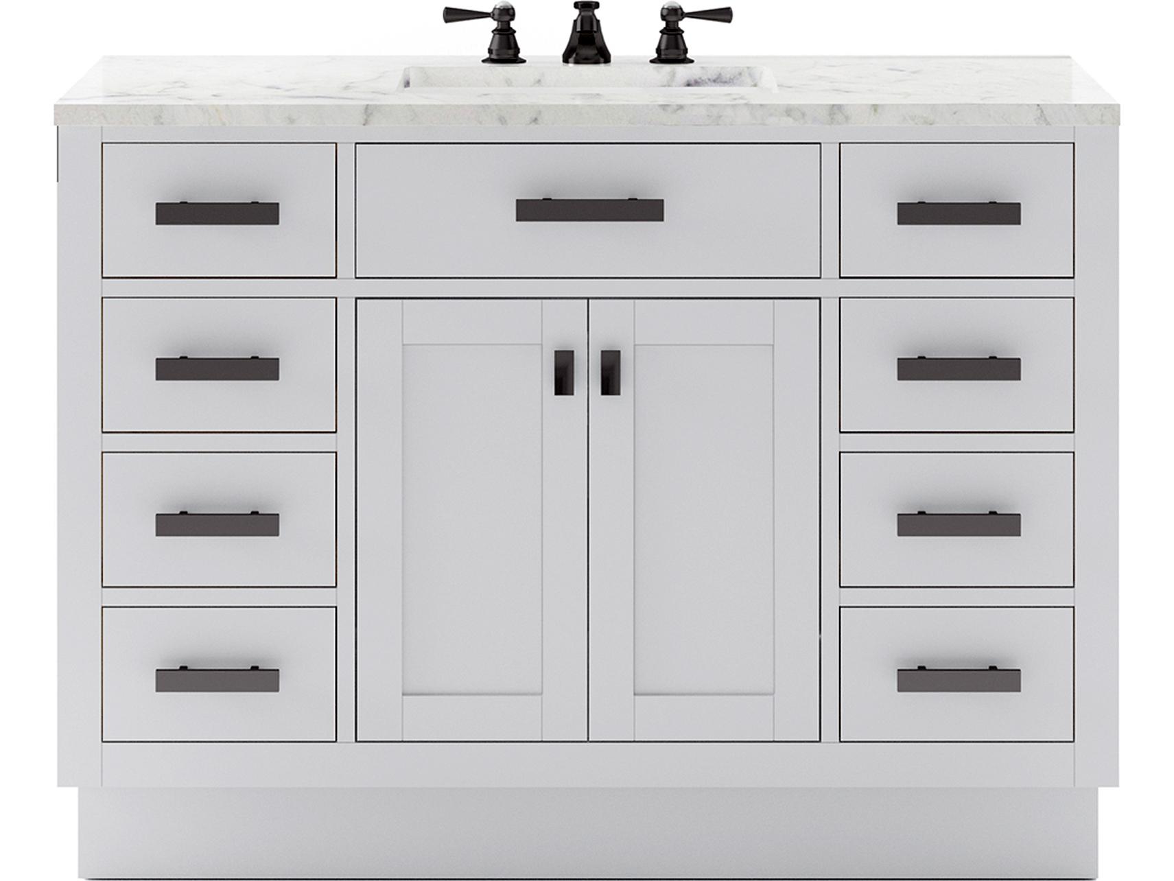 Water Creation Hartford Single Sink Carrara White Marble Countertop Bath Vanity in Pure White