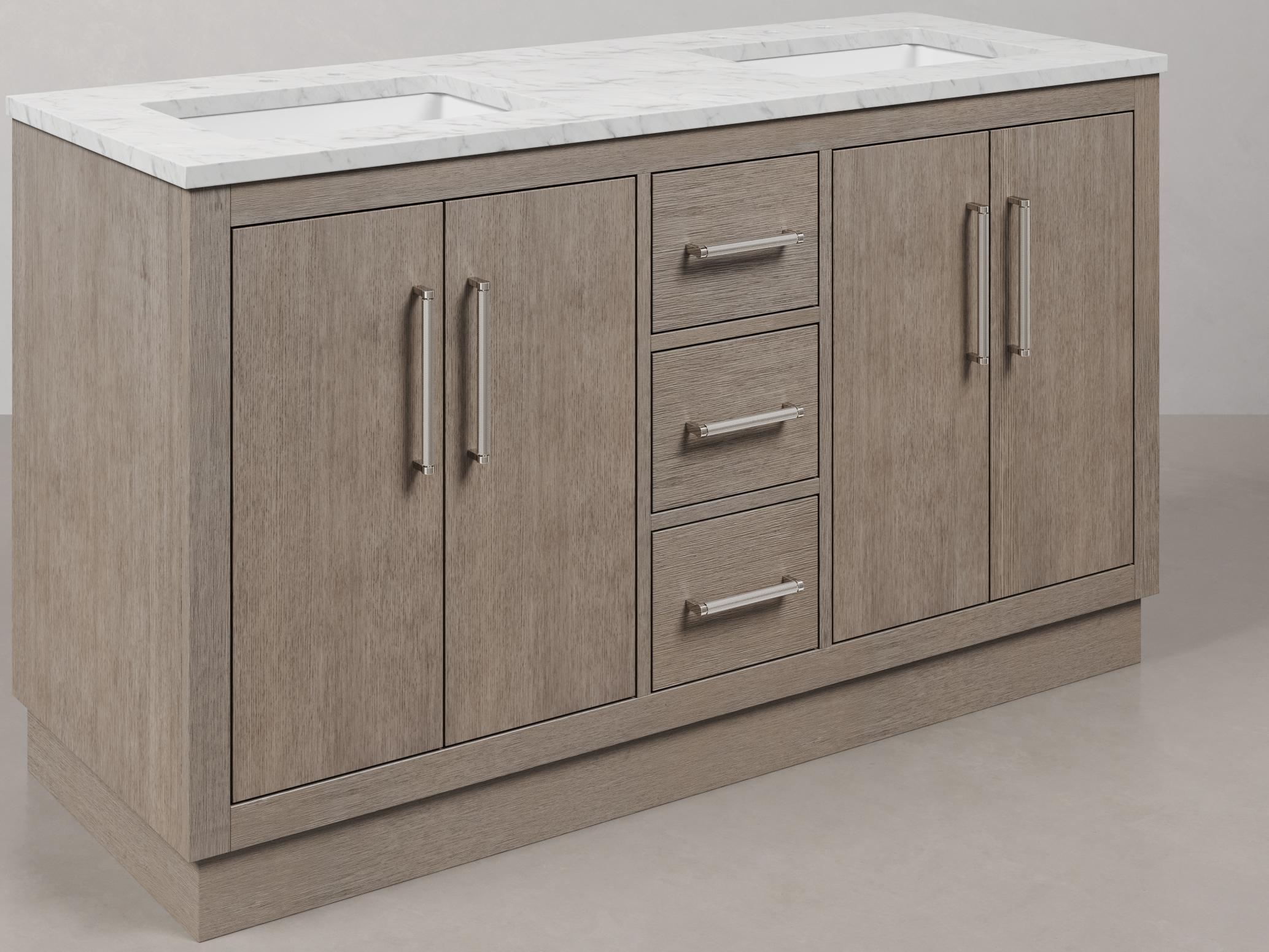 Water Creation Hugo Vanity in Grey Oak with Chrome Hardware