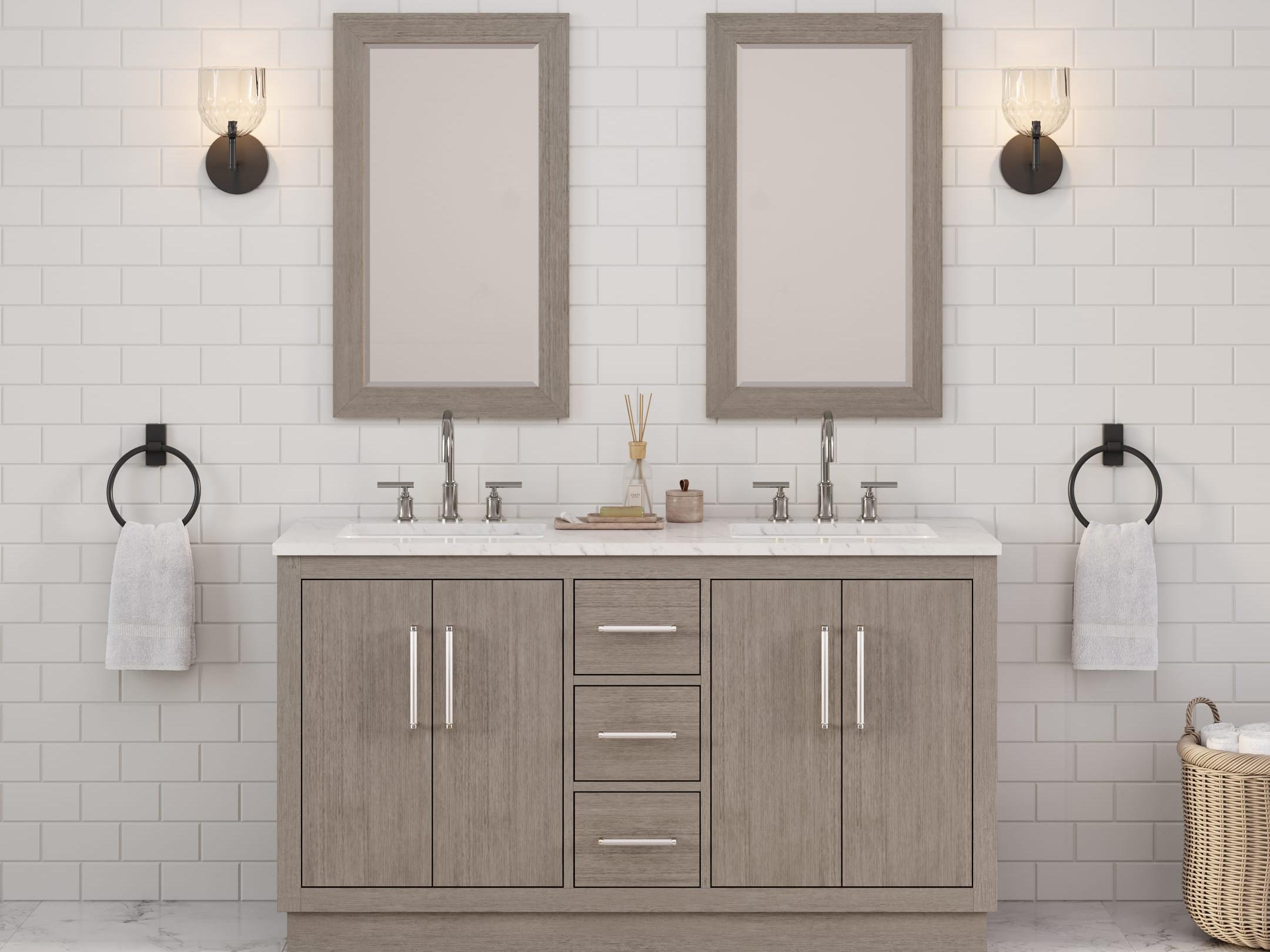 Water Creation Hugo Vanity in Grey Oak with Chrome Hardware