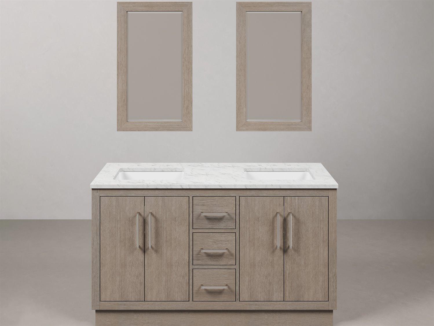 Water Creation Hugo Vanity n Grey Oak with Chrome Hardware and Rectangular Mirrors (S)