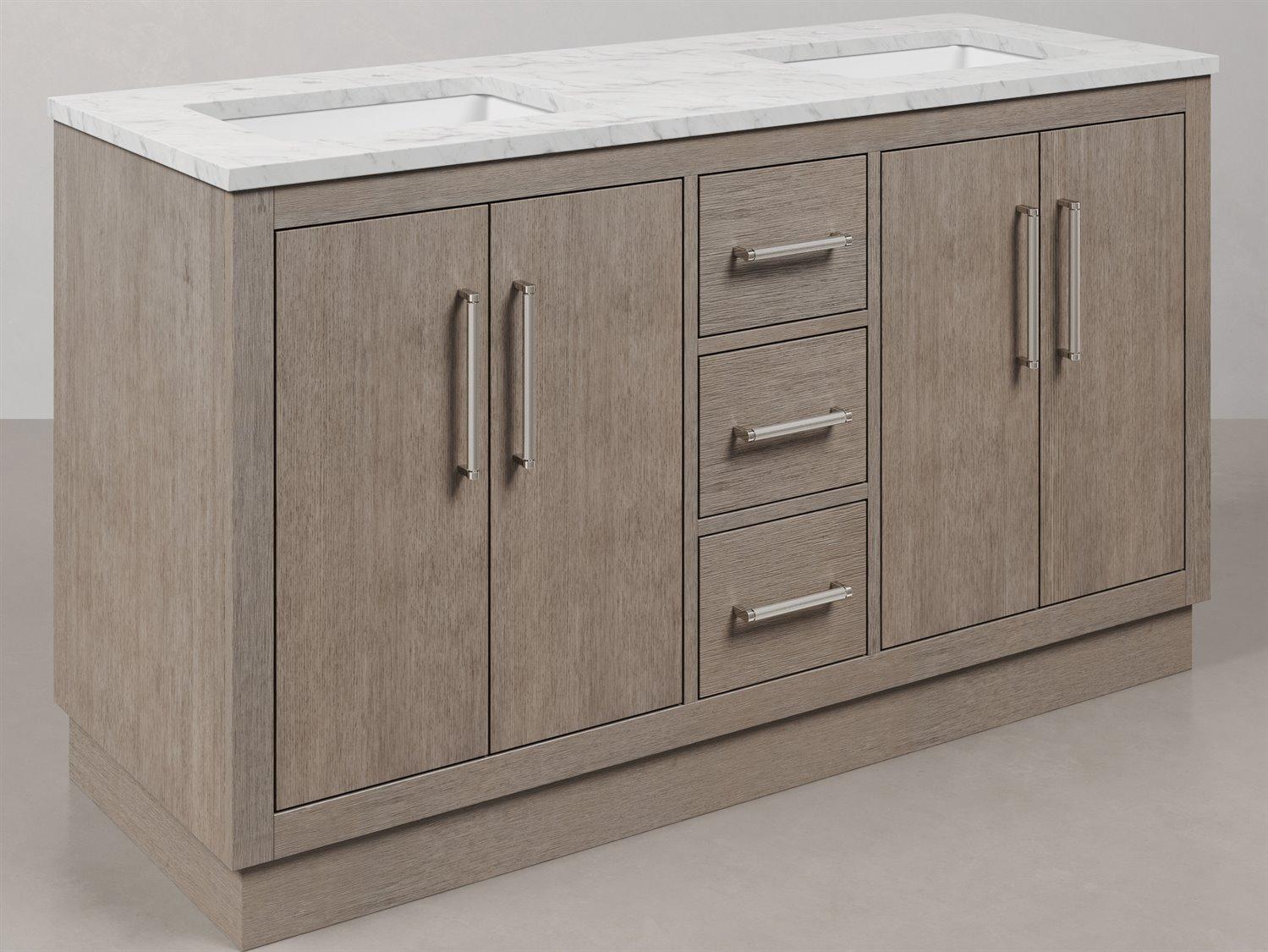 Water Creation Hugo Vanity n Grey Oak with Chrome Hardware and Rectangular Mirrors (S)