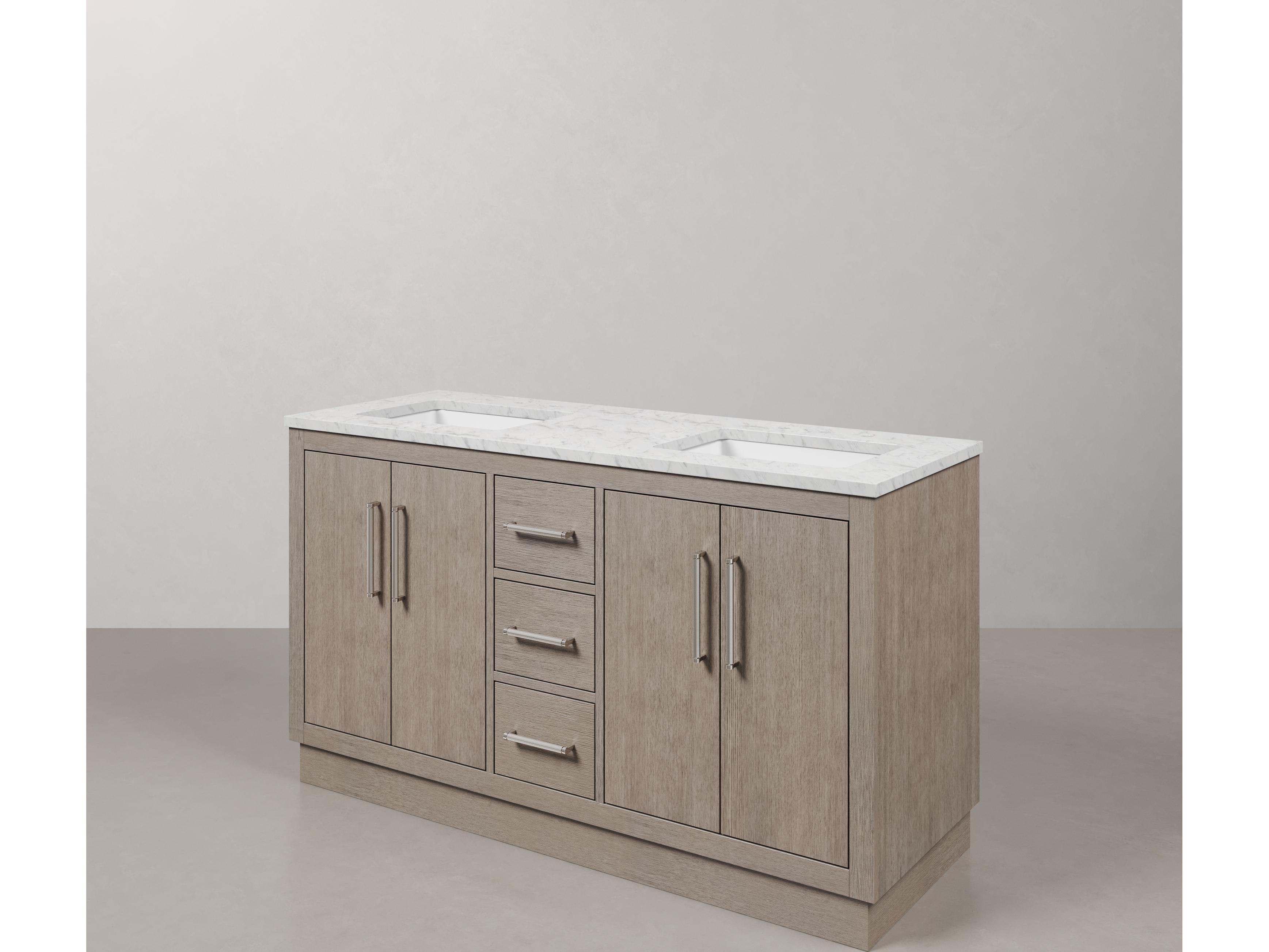 Water Creation Hugo Vanity n Grey Oak with Chrome Hardware and Rectangular Mirrors (S)