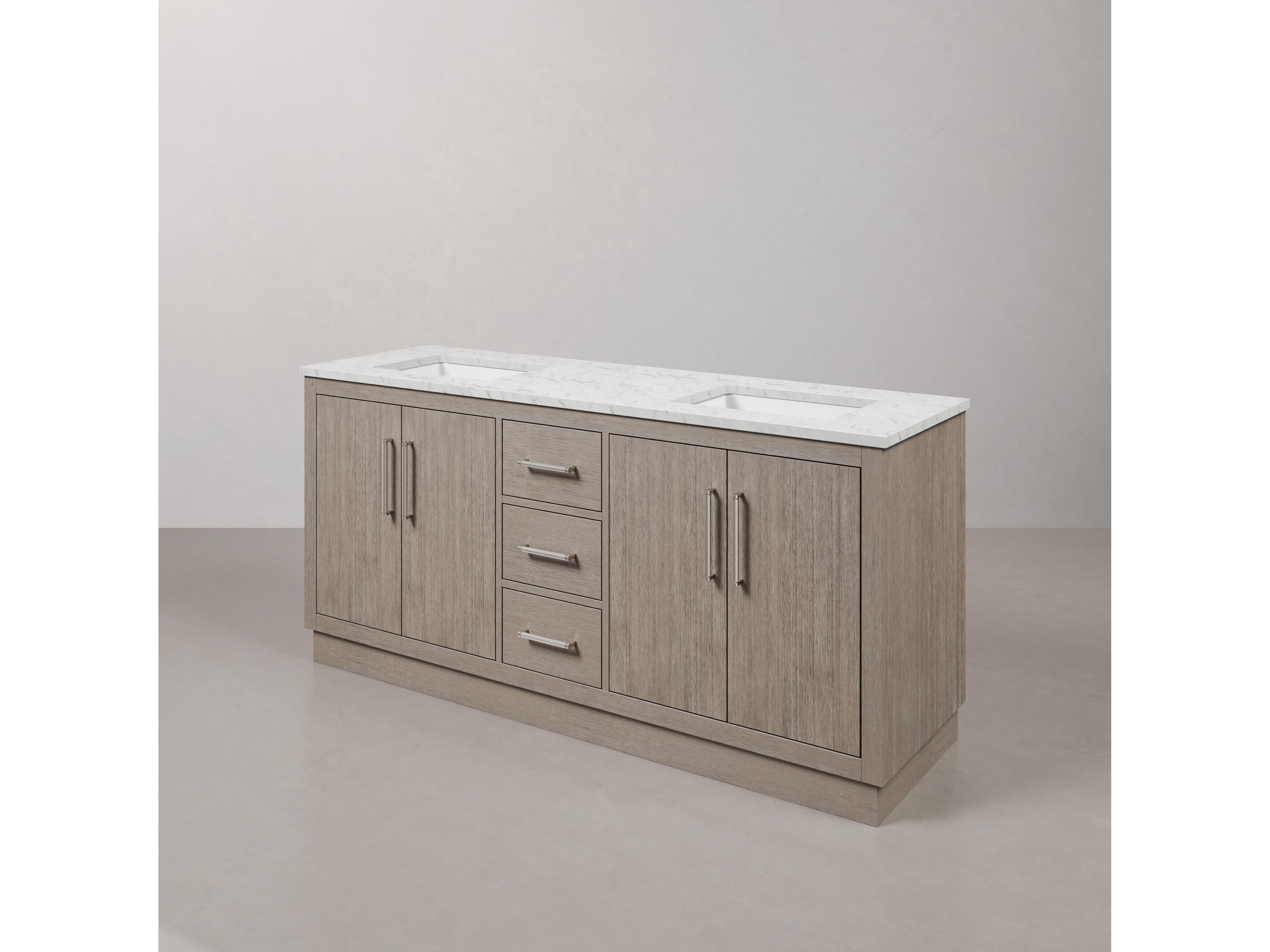 Water Creation Hugo Vanity in Grey Oak with Chrome Hardware