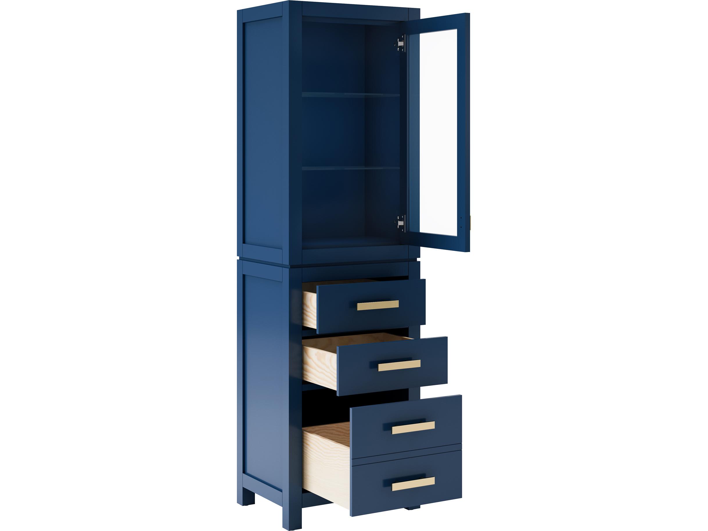 Water Creation Madison Satin Gold Monarch Blue Rubberwood Accent Chest