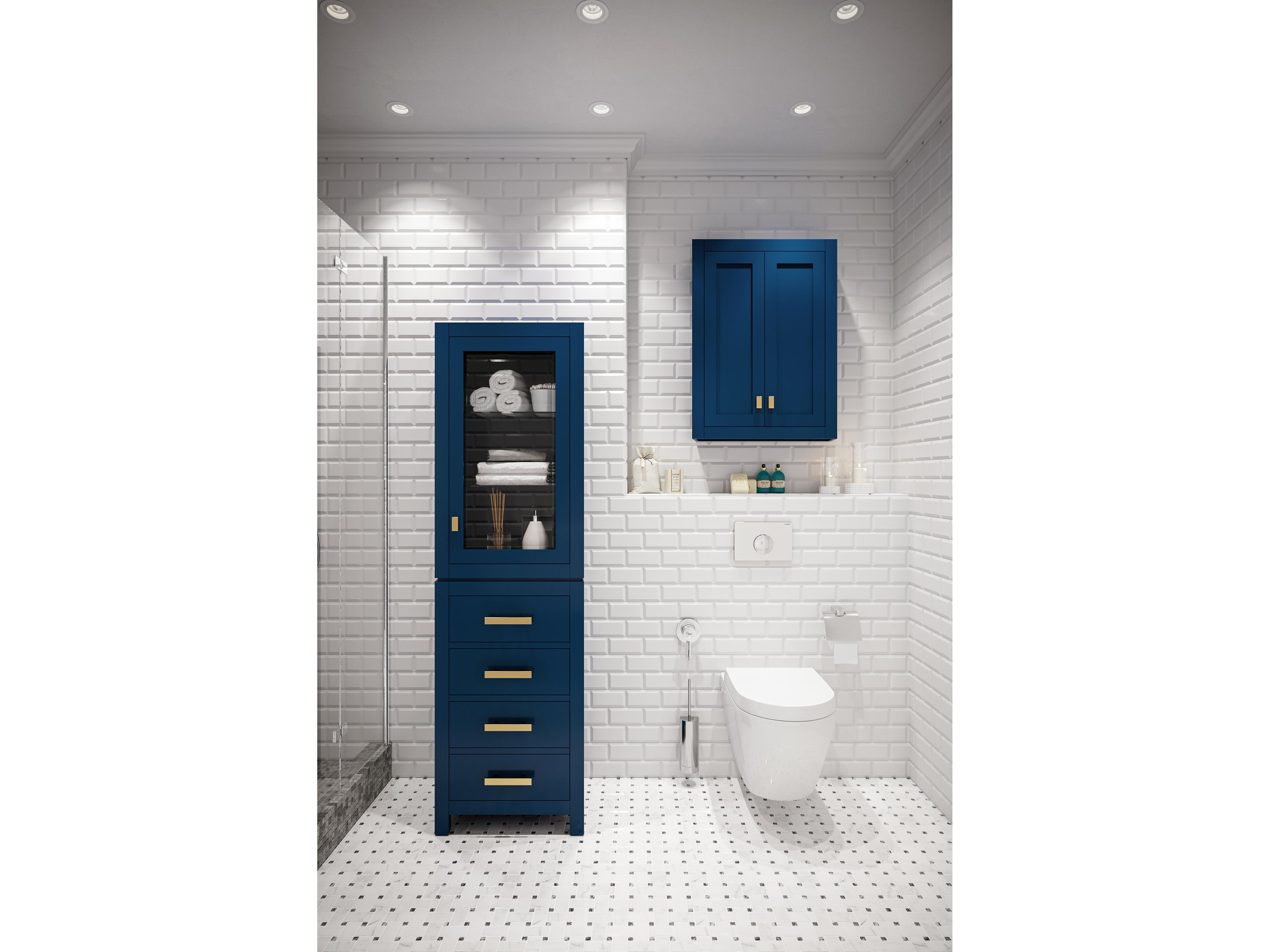 Water Creation Madison Satin Gold Monarch Blue Rubberwood Accent Chest