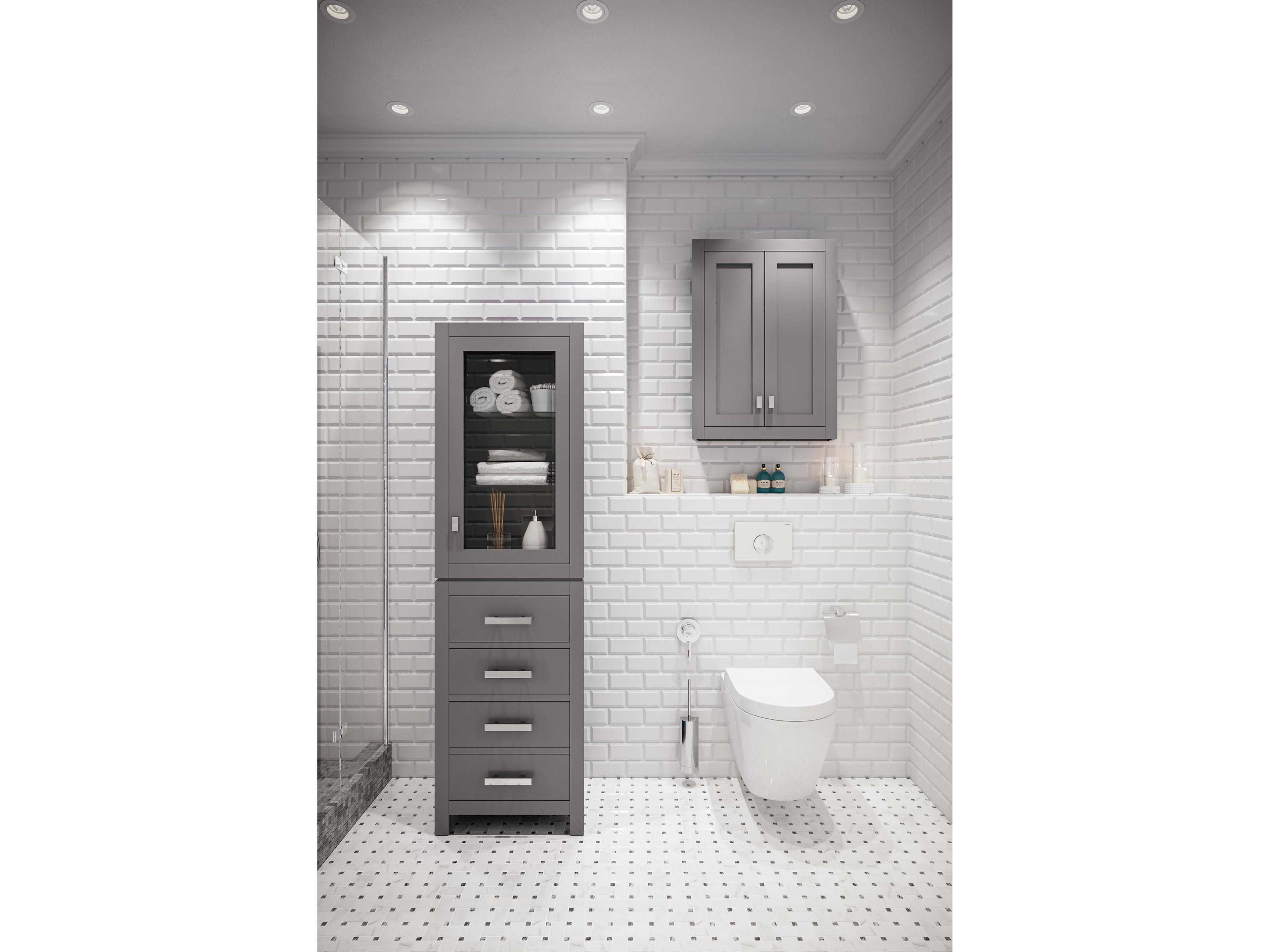 Water Creation Madison Chrome Cashmere Grey Rubberwood Accent Chest