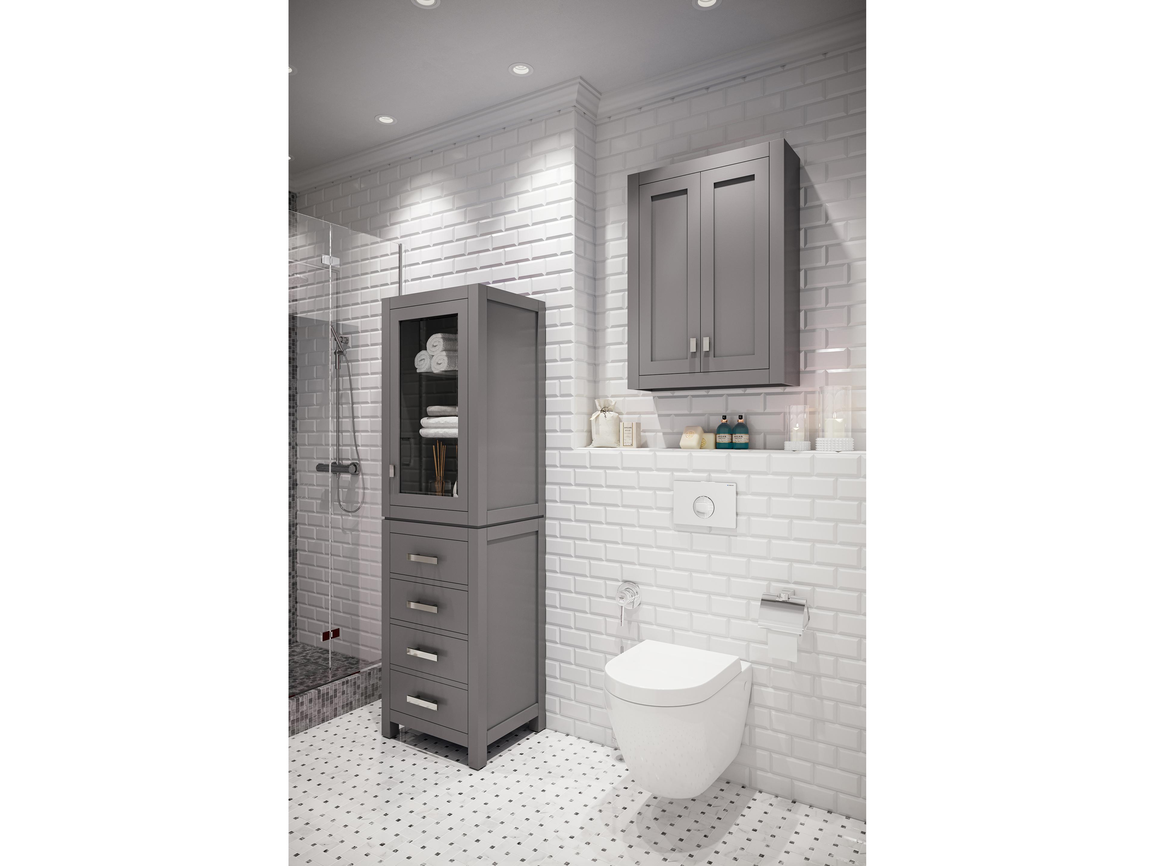 Water Creation Madison Chrome Cashmere Grey Rubberwood Accent Chest