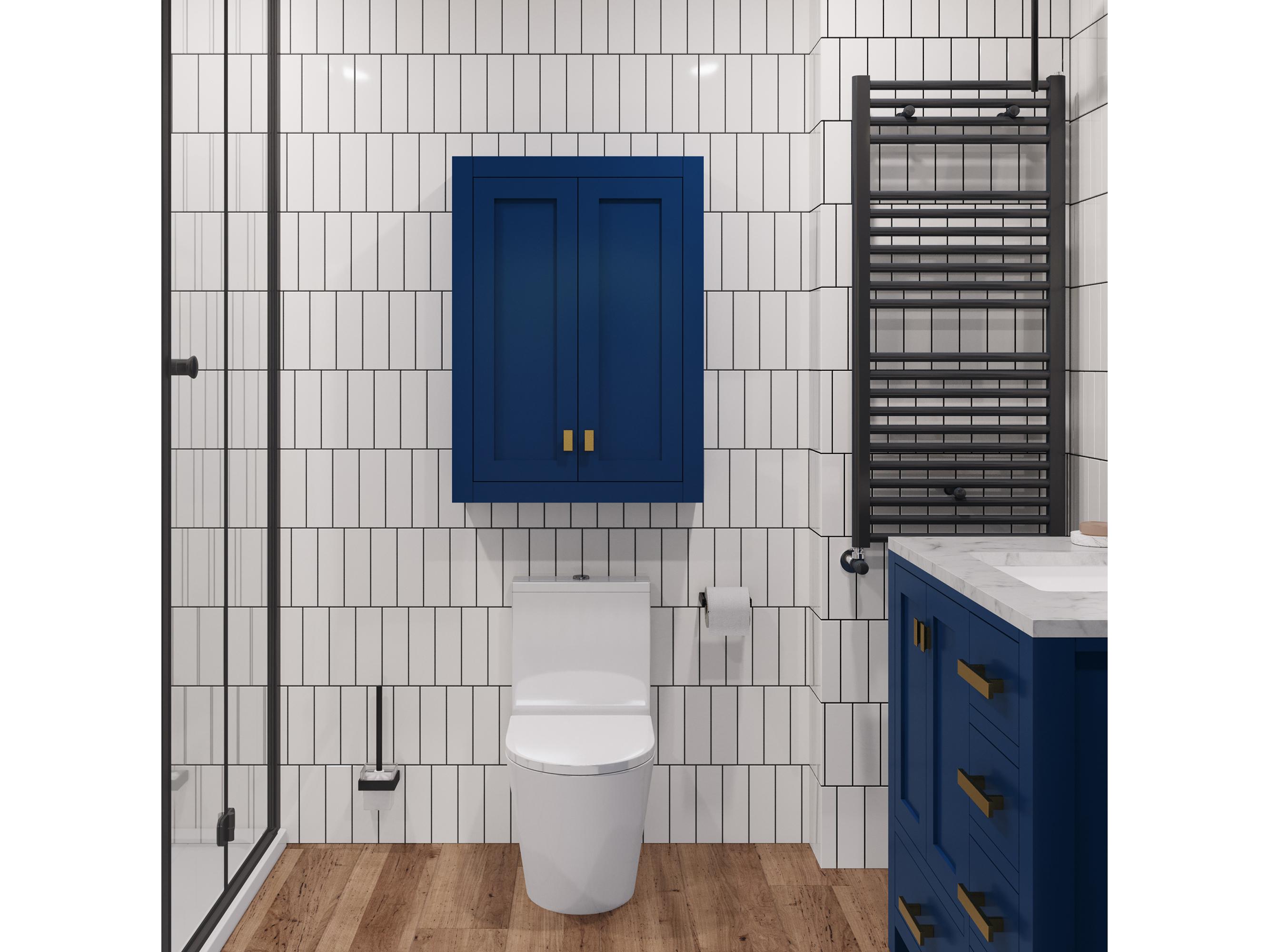 Water Creation Madison Satin Gold Monarch Blue Rubberwood Accent Chest