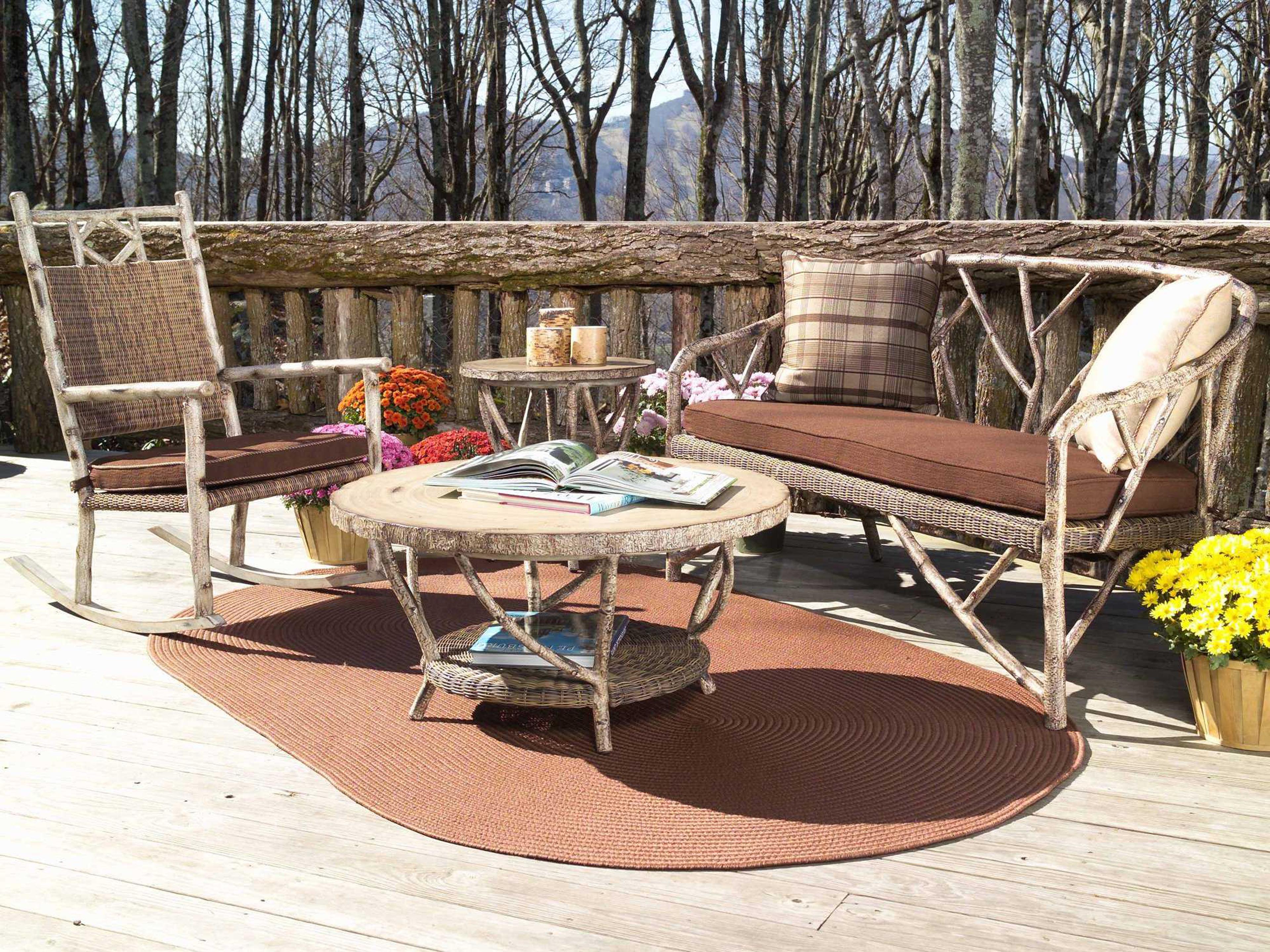 Woodard Whitecraft River Run Wicker Antique Palm Outdoor Patio Lounge Set