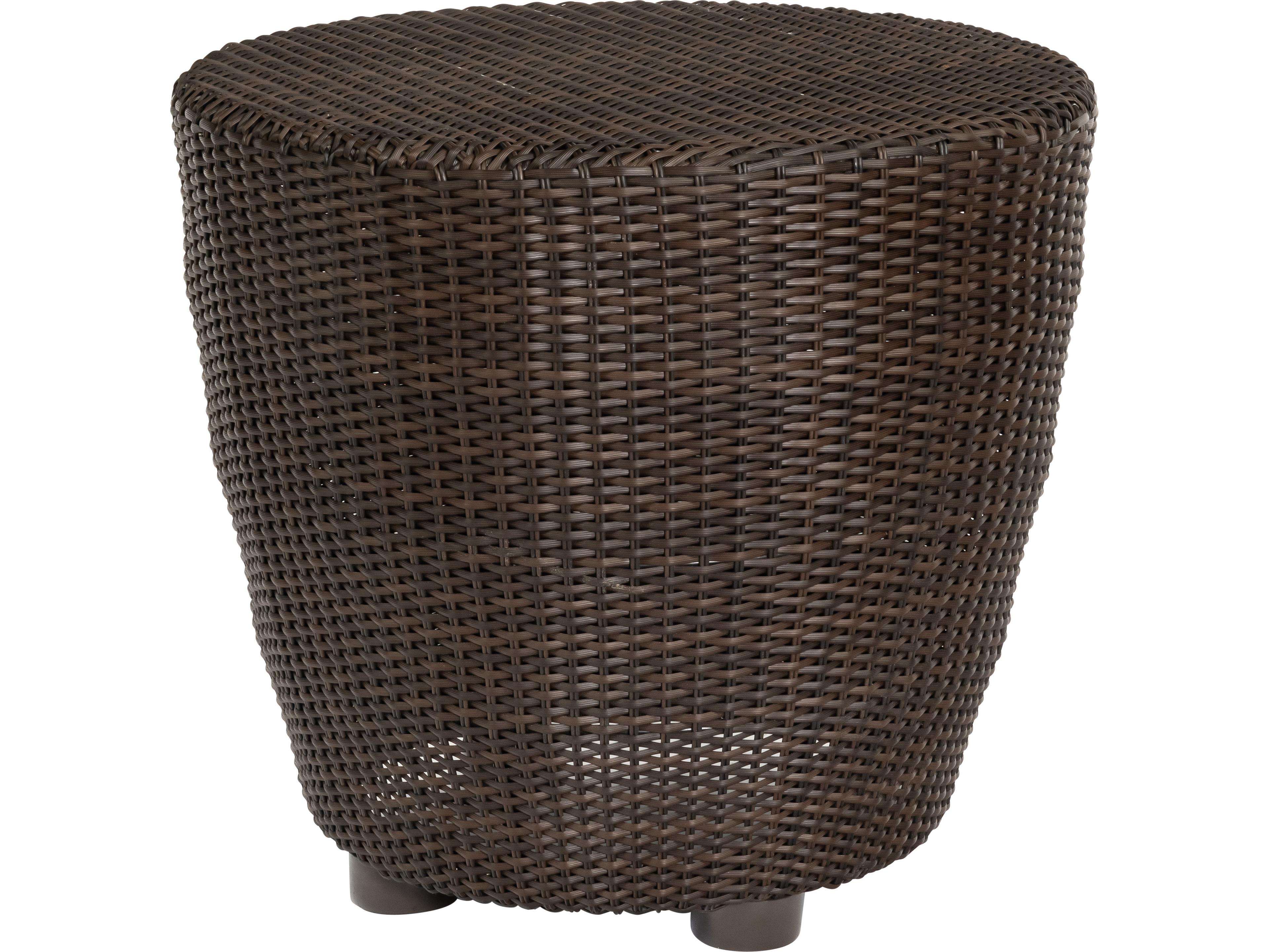 Woodard Whitecraft Saddleback Wicker Round Patio End Table