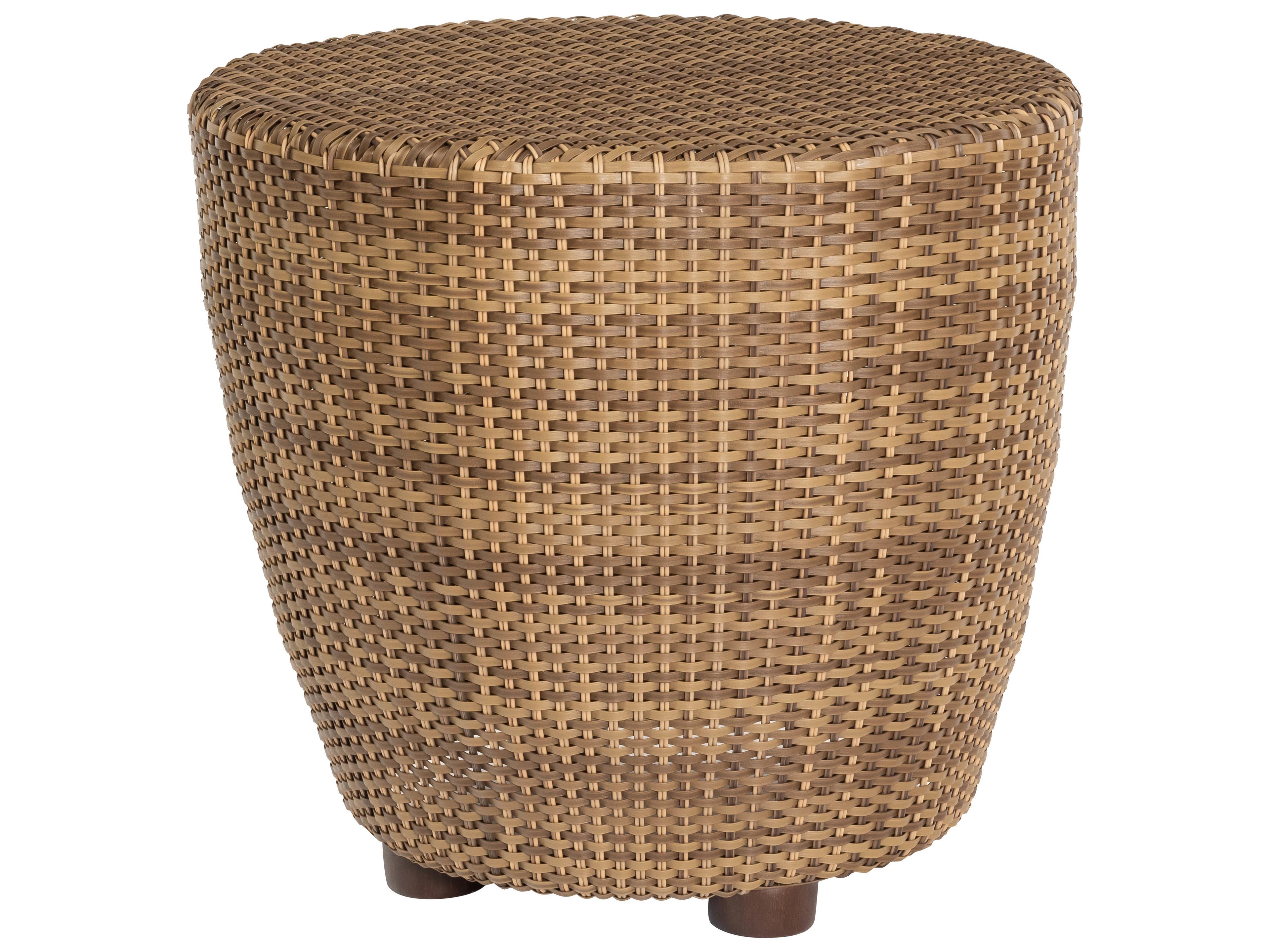 Woodard Whitecraft Saddleback Wicker Round Patio End Table