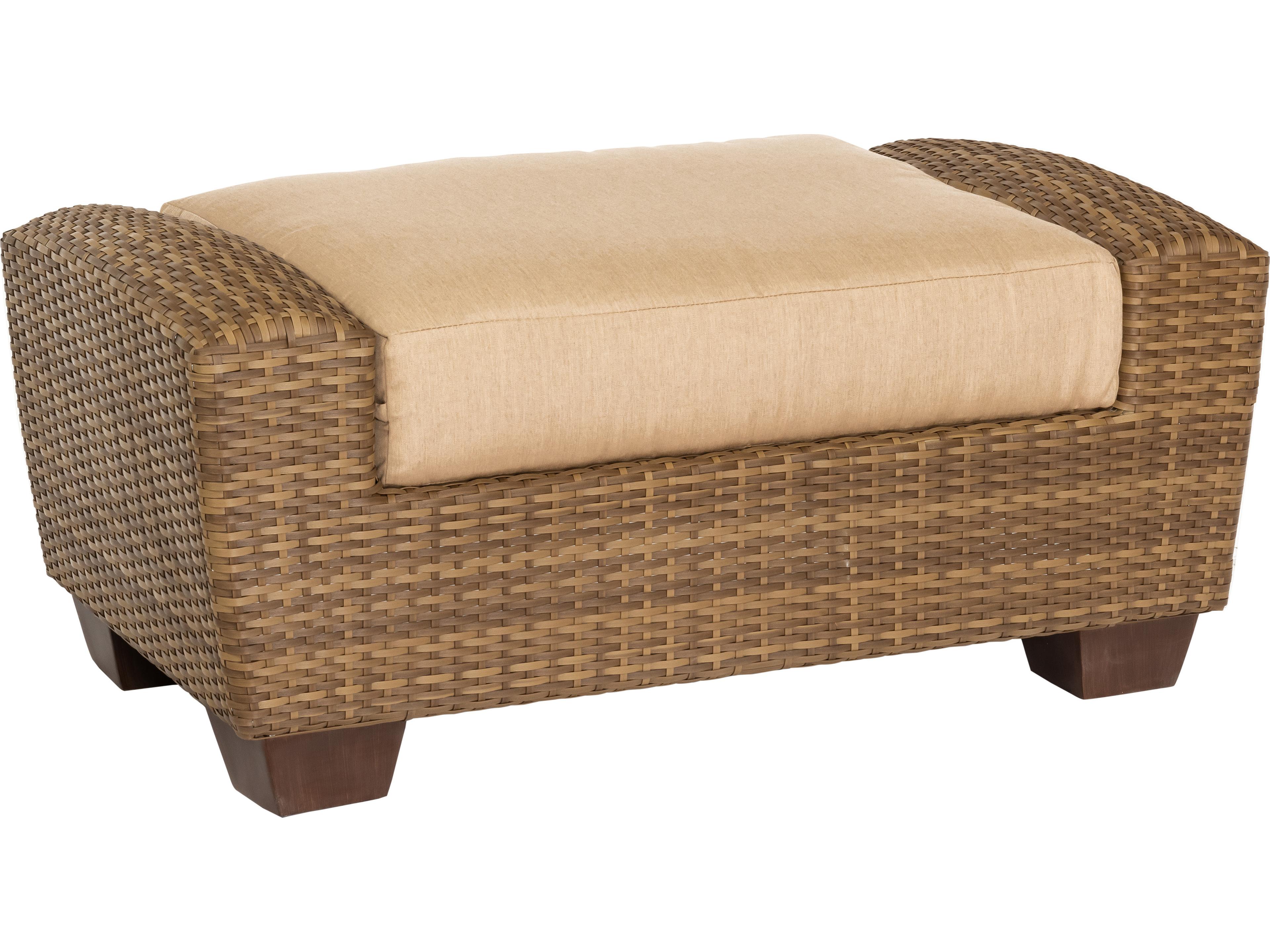Woodard Whitecraft Saddleback Wicker Outdoor Ottoman