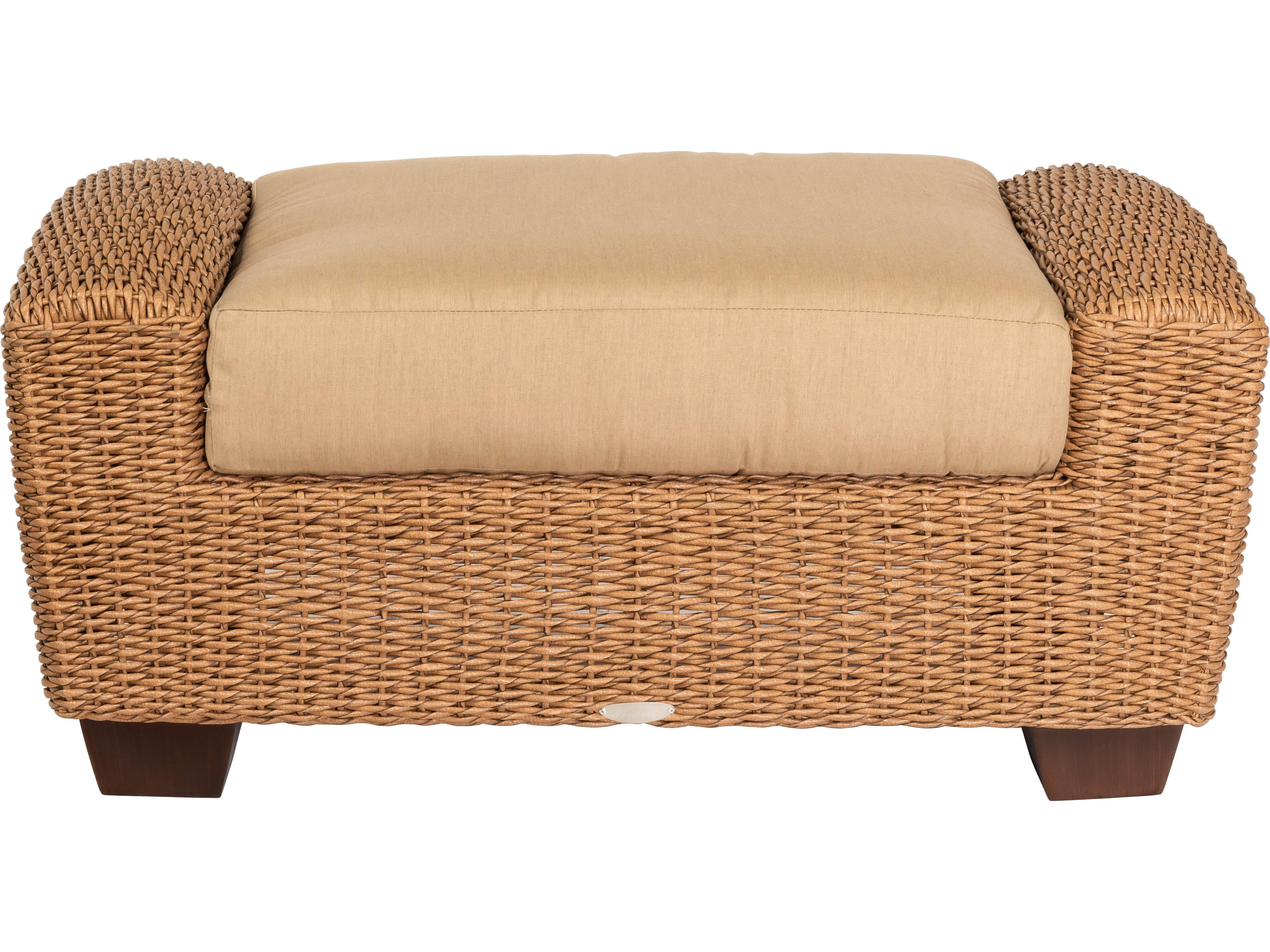Woodard Whitecraft Saddleback Wicker Outdoor Ottoman