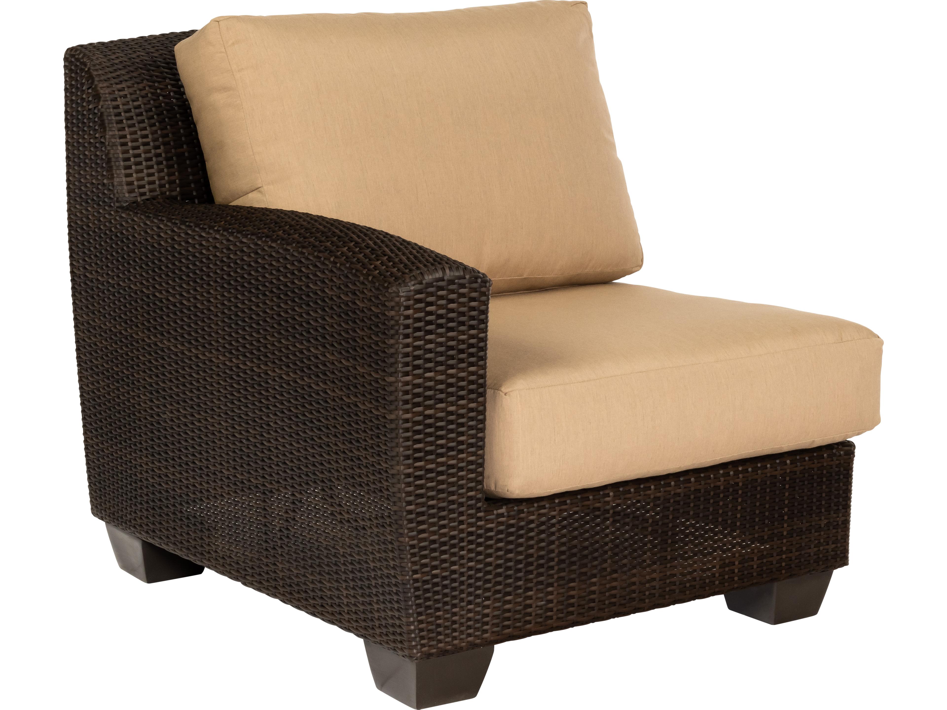 Woodard Whitecraft Saddleback Wicker Left Arm Outdoor Patio Lounge Chair