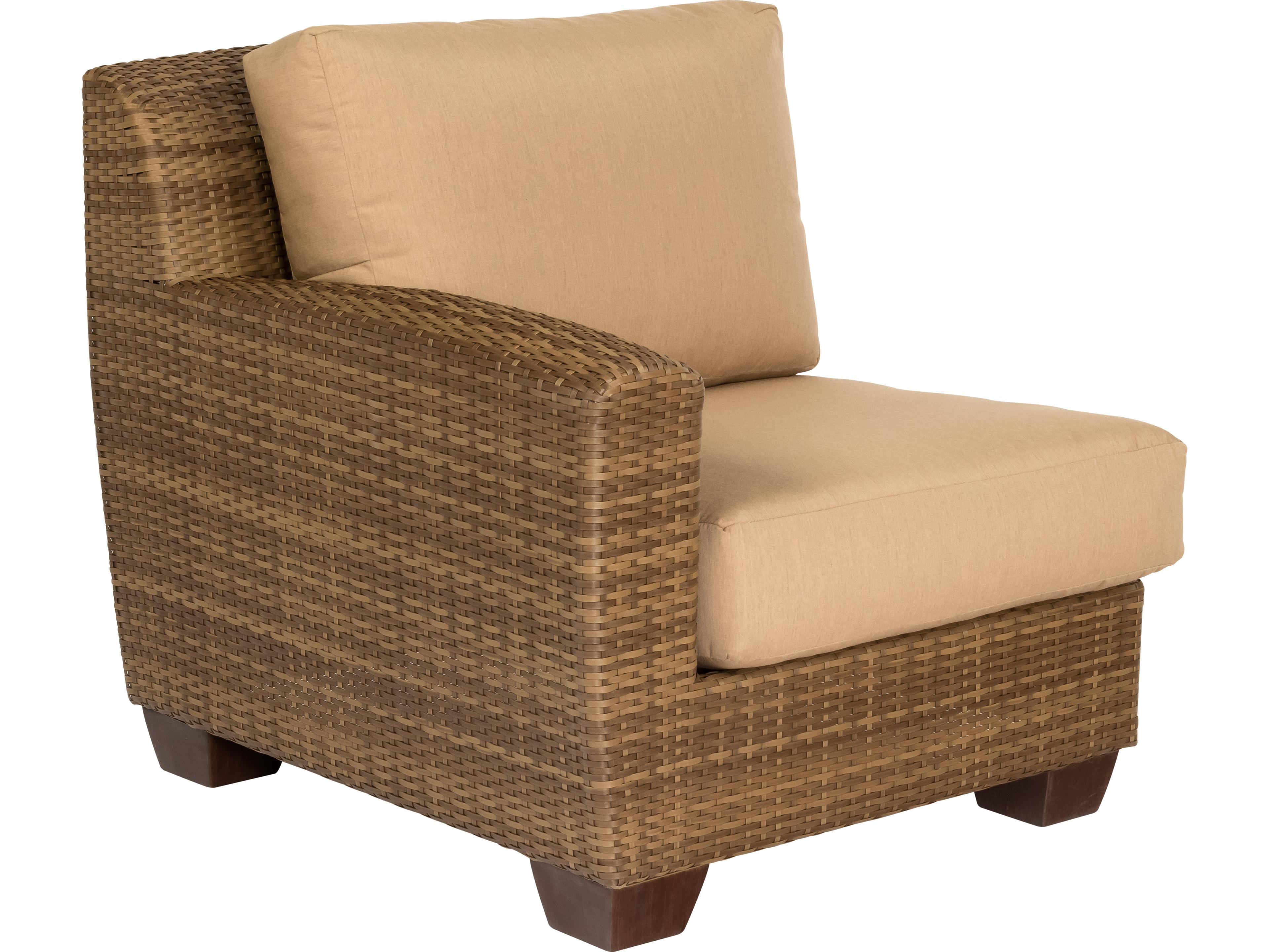 Woodard Whitecraft Saddleback Wicker Left Arm Outdoor Patio Lounge Chair