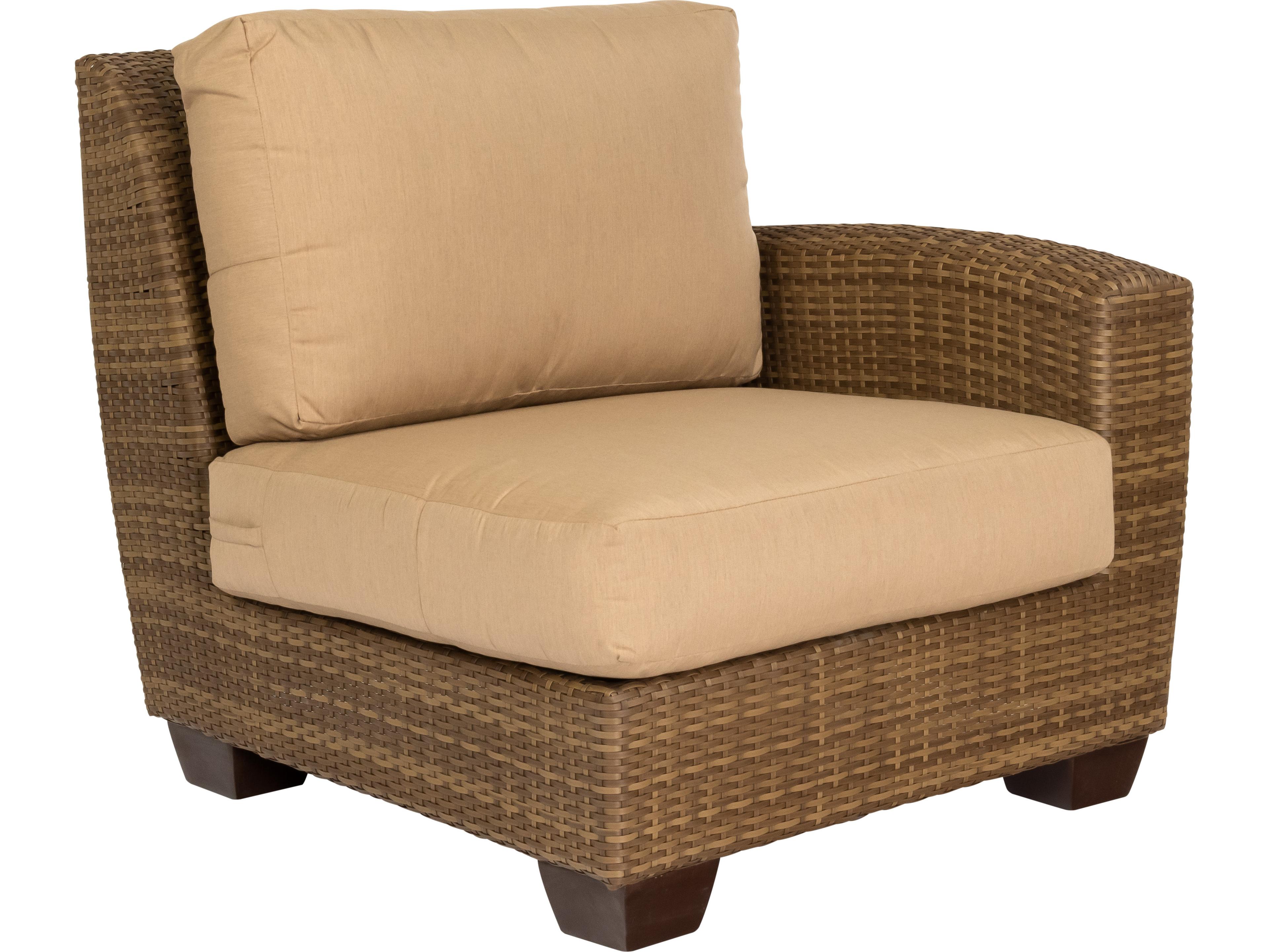 Woodard Whitecraft Saddleback Wicker Right Arm Patio Lounge Chair