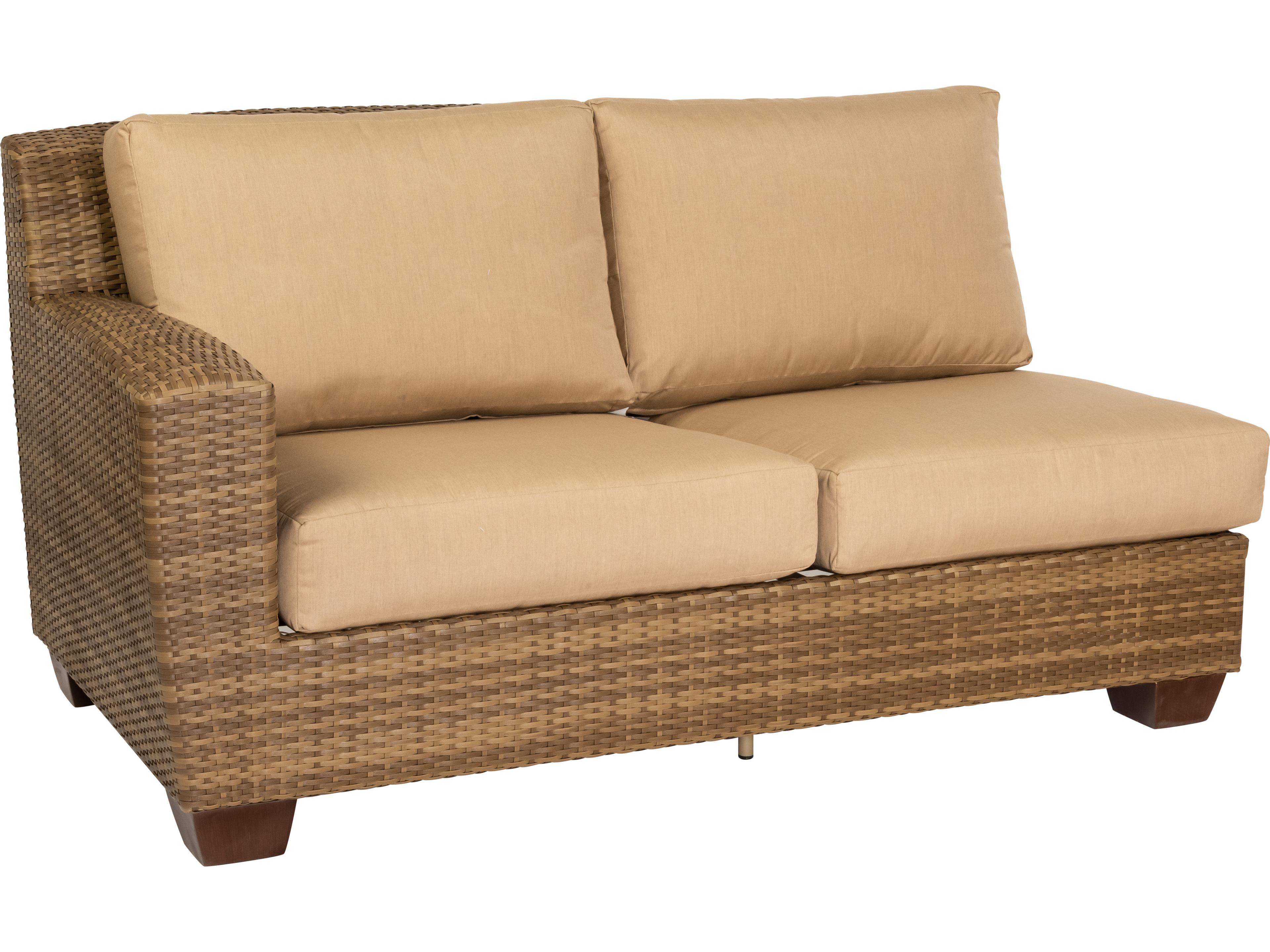Woodard Whitecraft Saddleback Wicker Left Arm Outdoor Loveseat