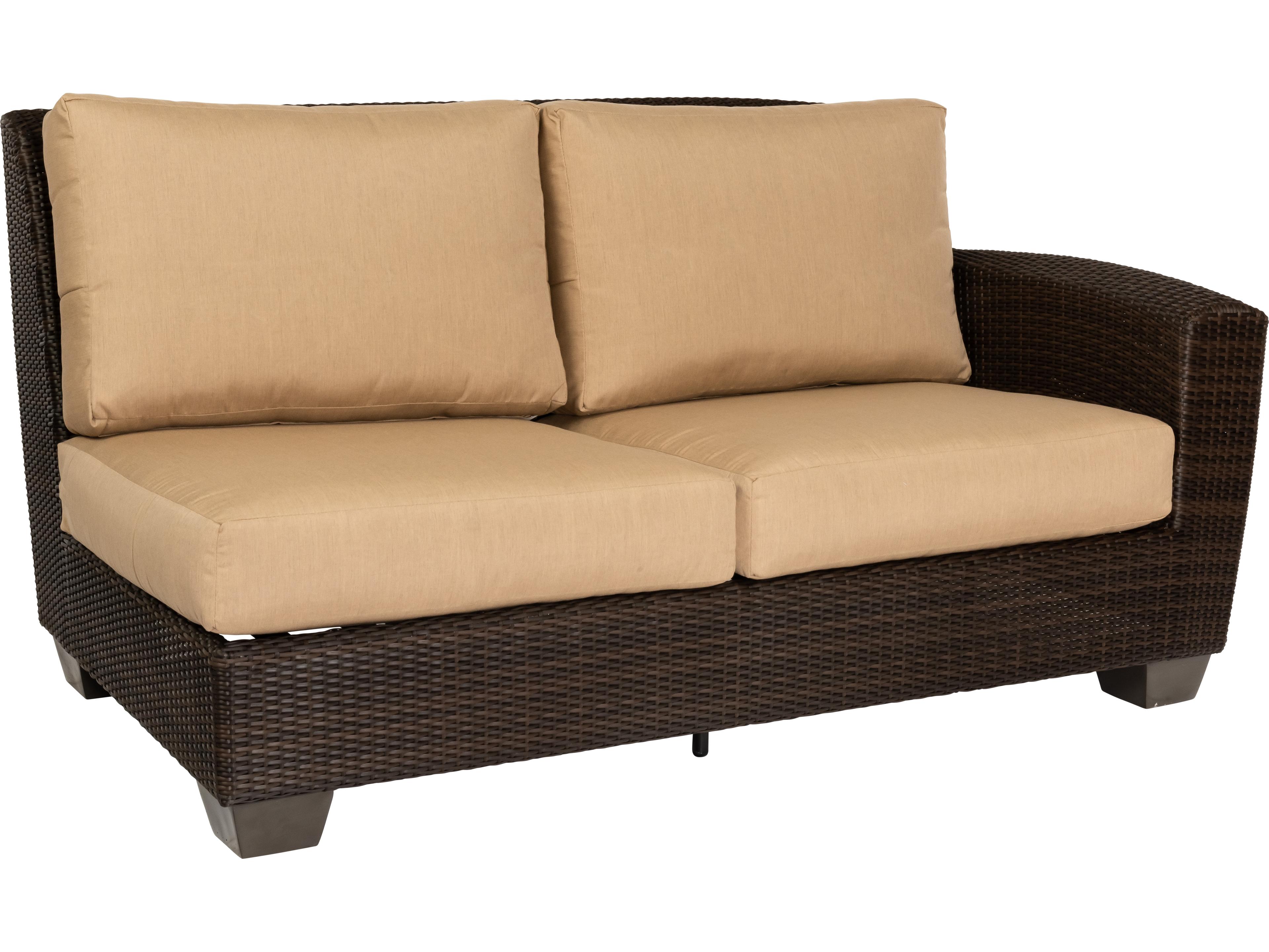Woodard Whitecraft Saddleback Wicker Right Arm Outdoor Patio Loveseat