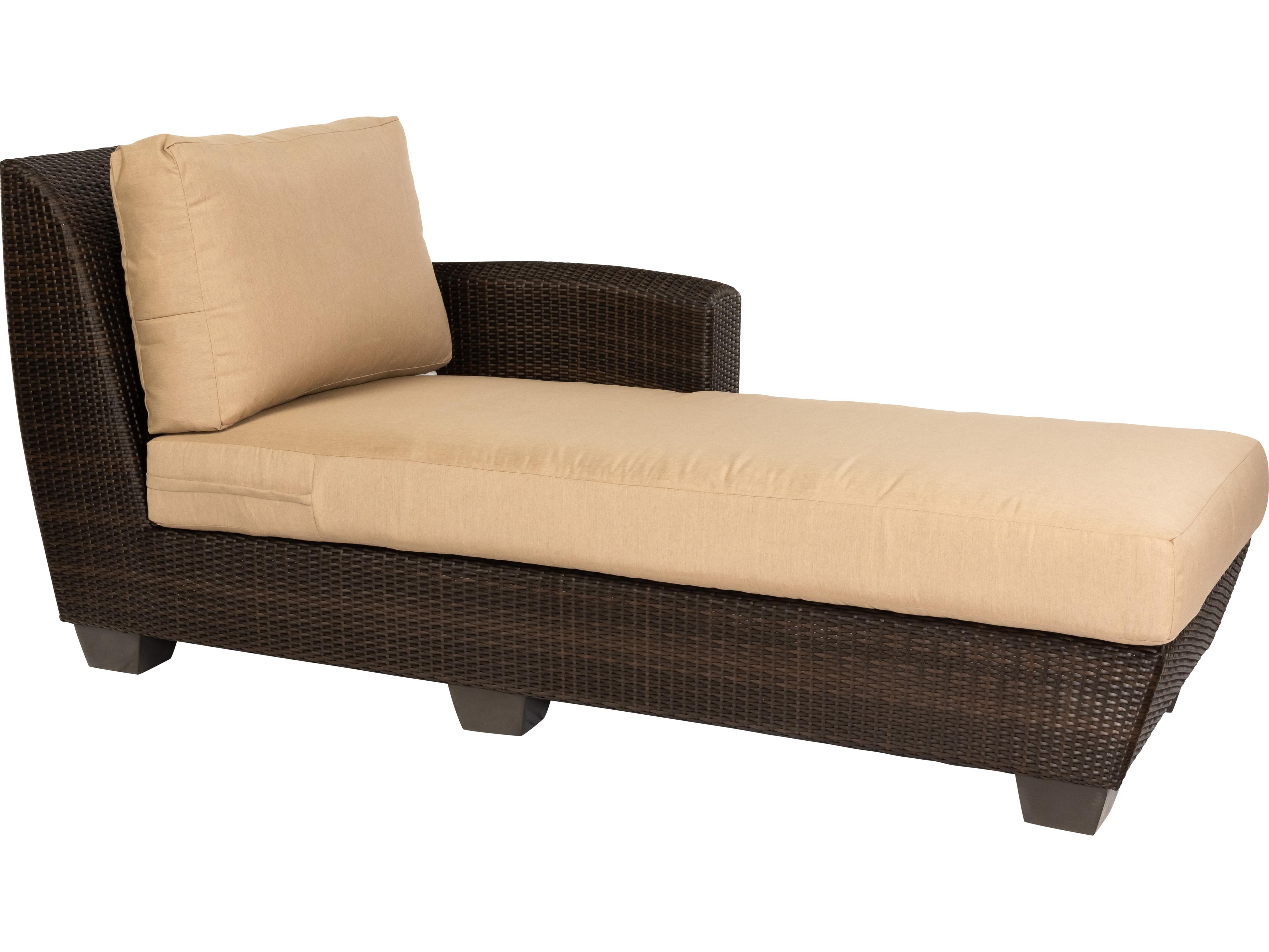Woodard Whitecraft Saddleback Wicker Right Arm Outdoor Patio Chaise Lounge