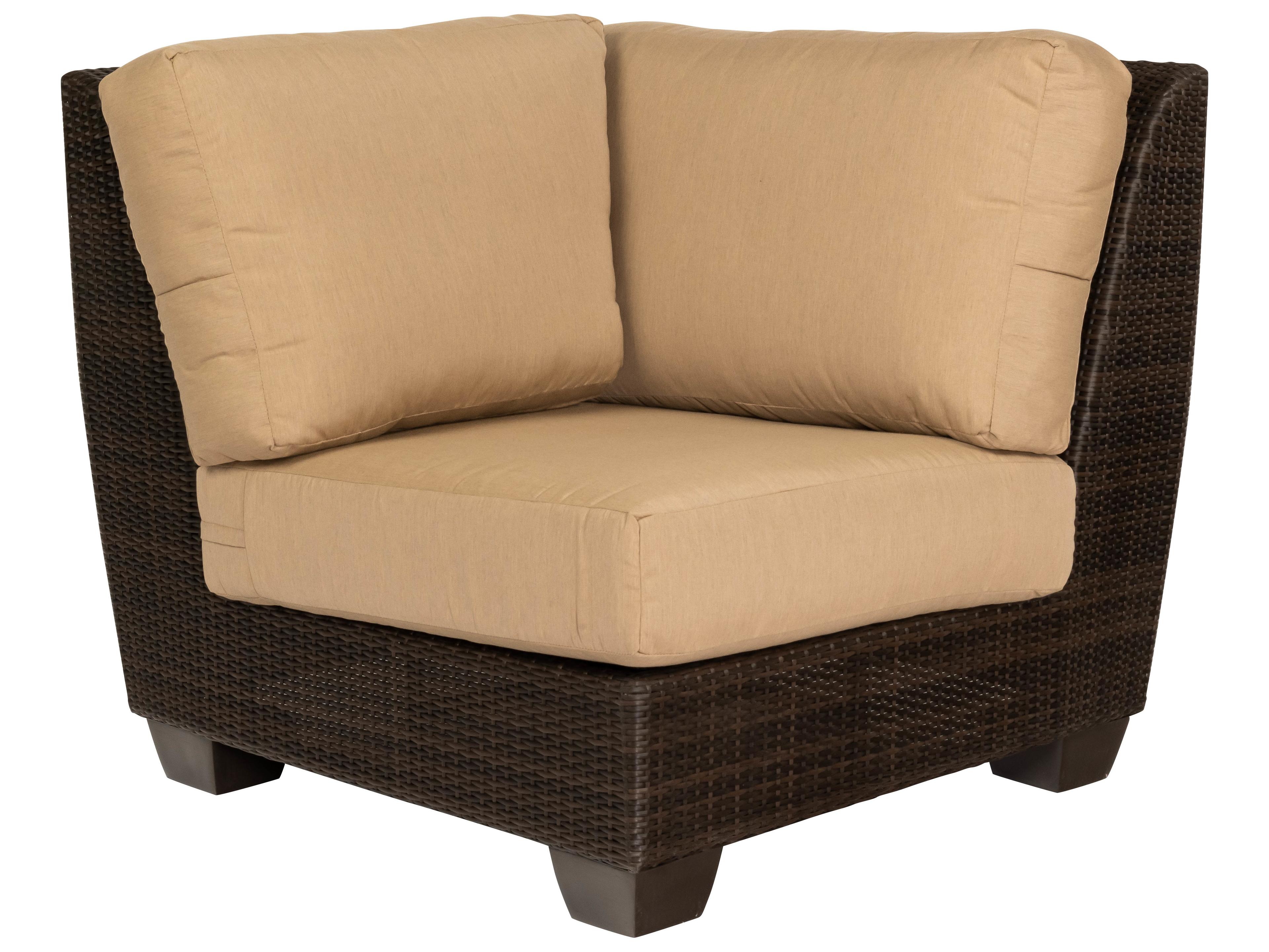 Woodard Whitecraft Saddleback Wicker Corner Outdoor Patio Lounge Chair