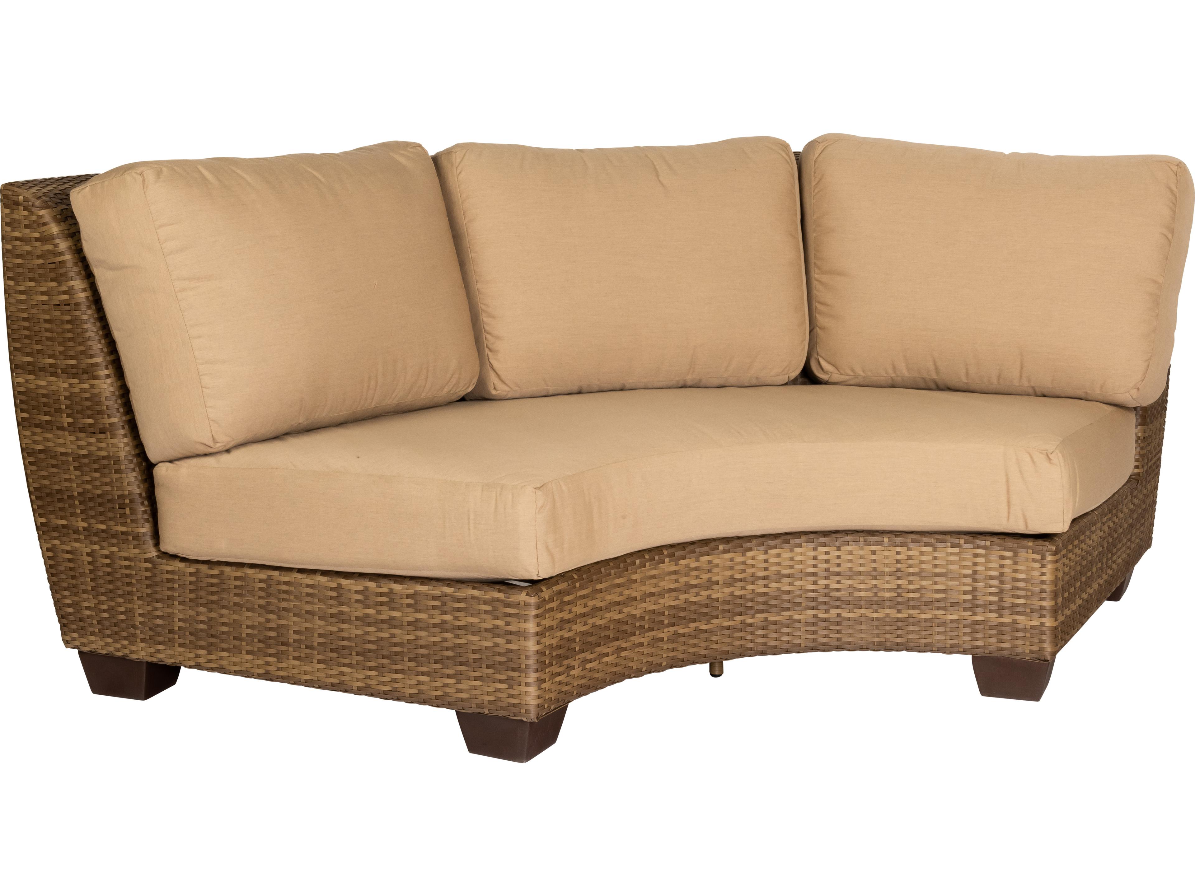 Woodard Whitecraft Saddleback Wicker Curved Corner Lounge Chair