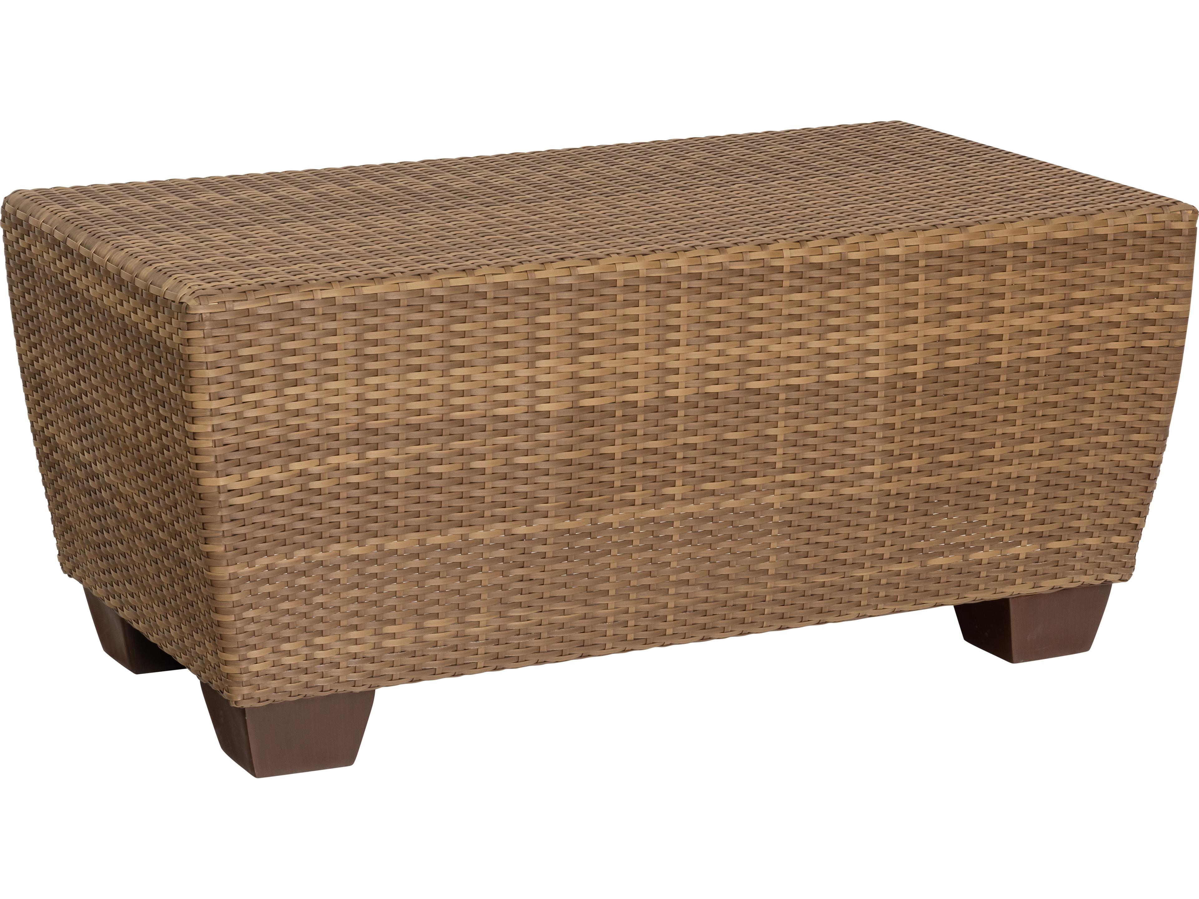Woodard Whitecraft Saddleback Wicker Rectangular Patio Coffee Table