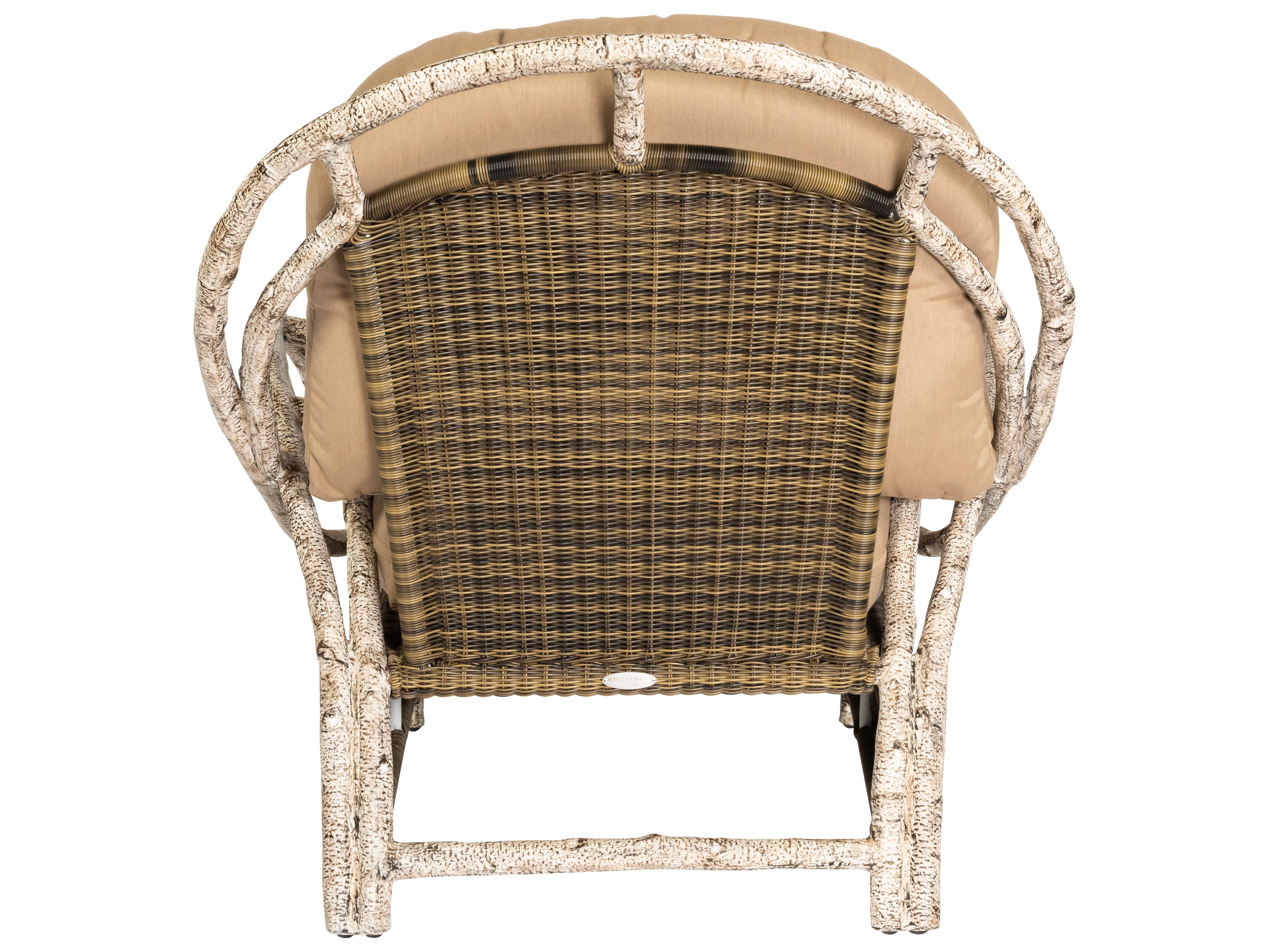 Woodard Whitecraft River Run Wicker Antique Palm Butterfly Outdoor Lounge Chair