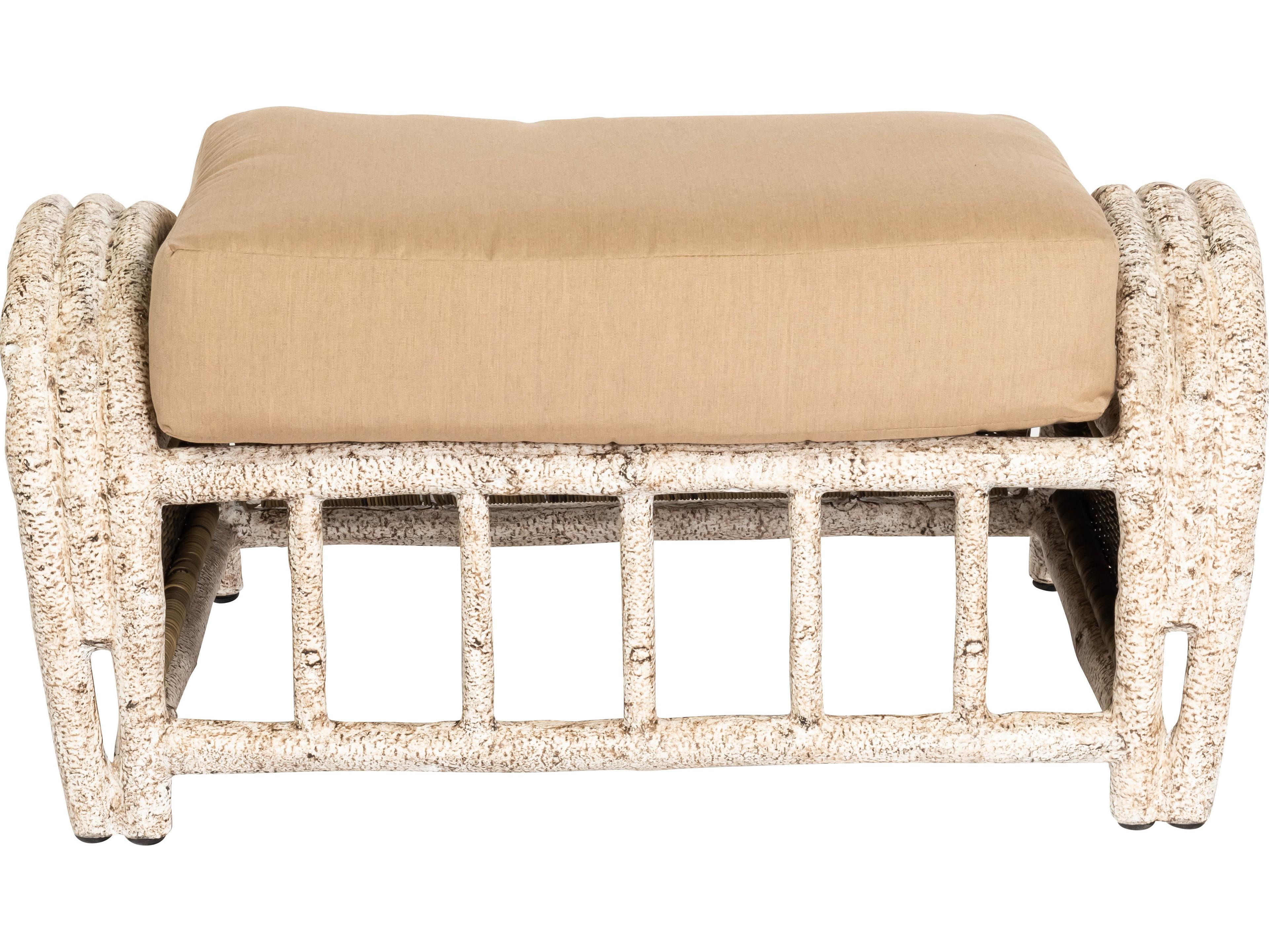 Woodard Whitecraft River Run Wicker Antique Palm Patio Ottoman