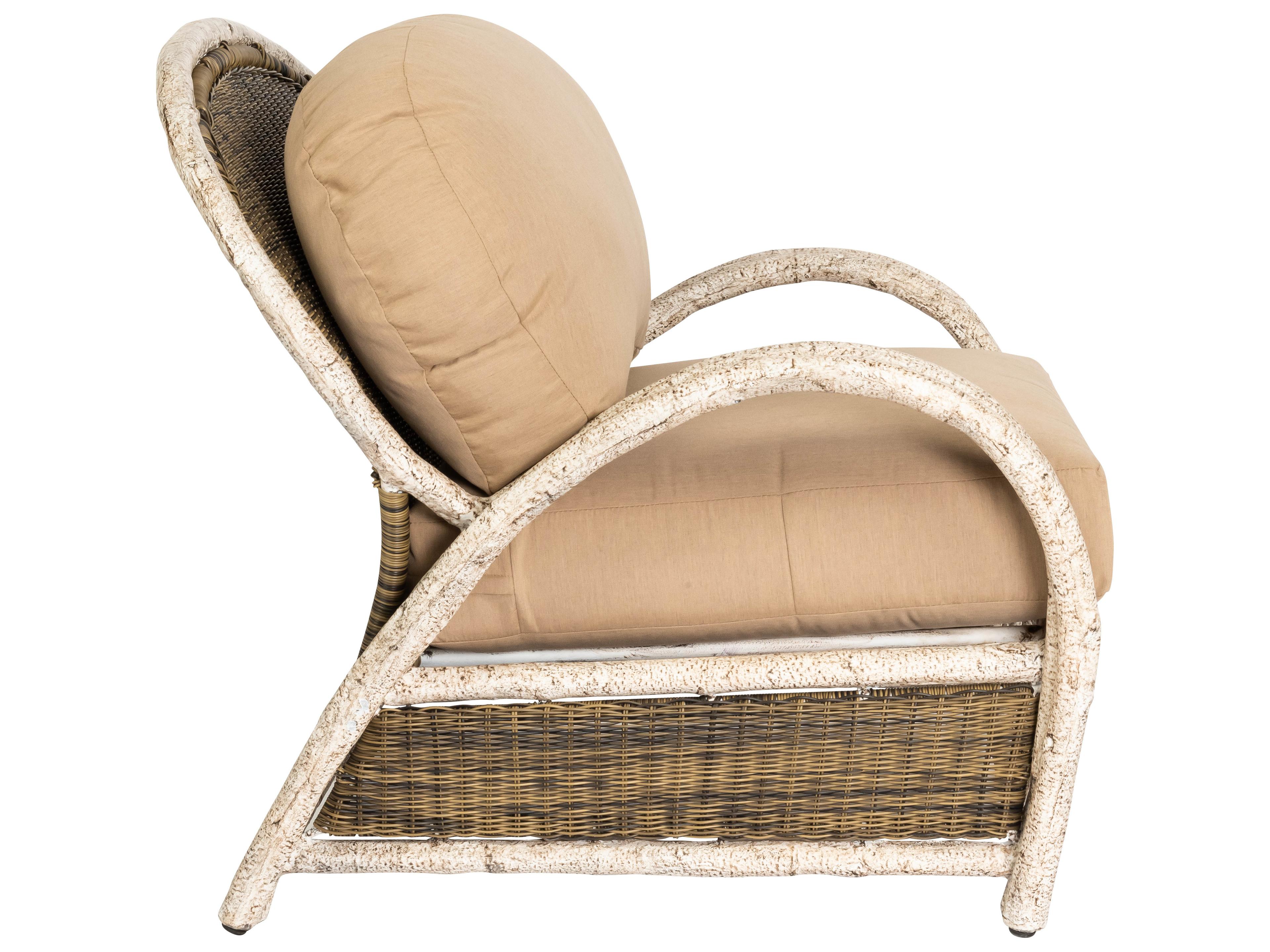 Woodard Whitecraft River Run Wicker Antique Palm Outdoor Patio Lounge Chair