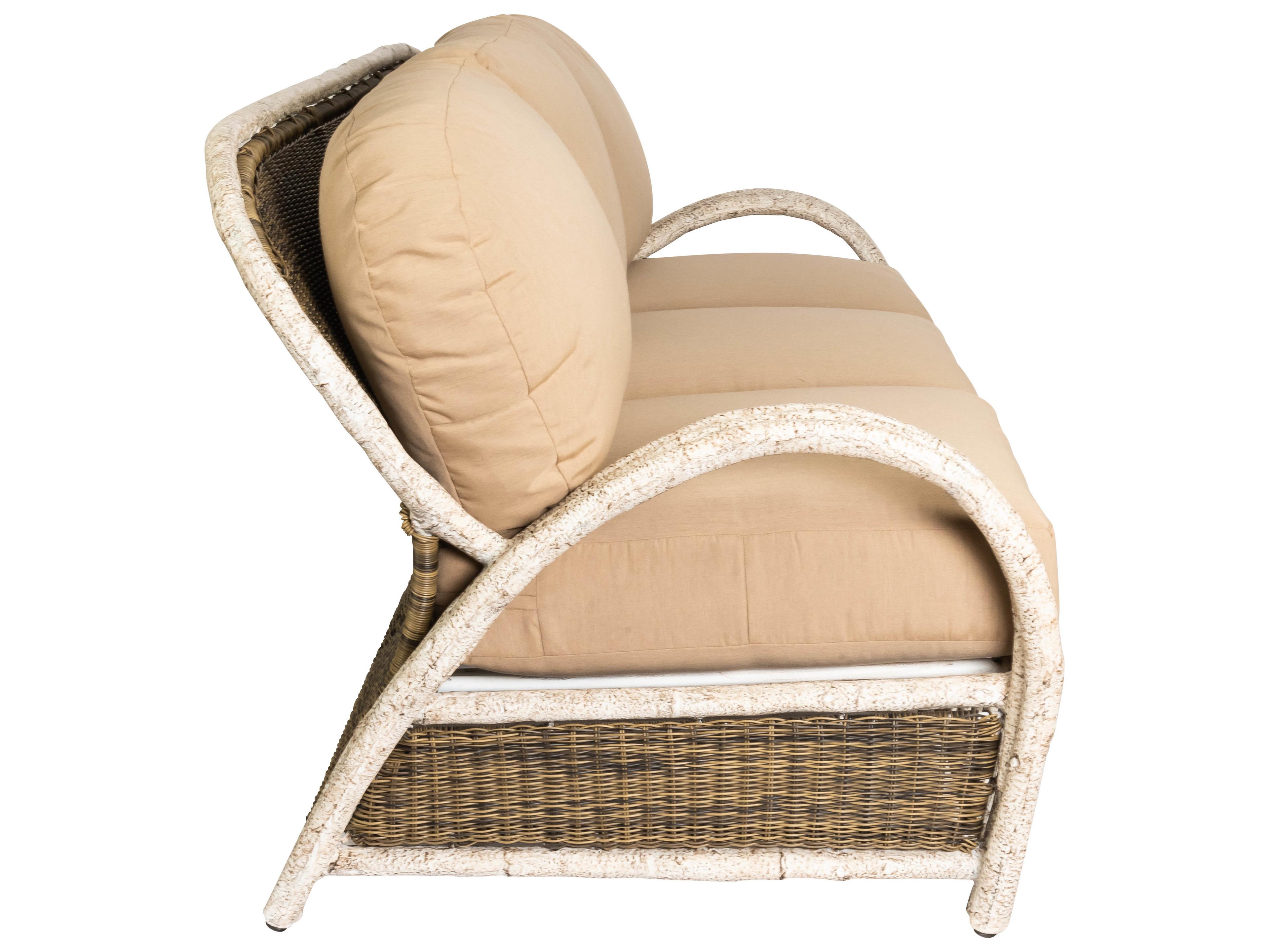 Woodard Whitecraft River Run Wicker Antique Palm Outdoor Patio Sofa