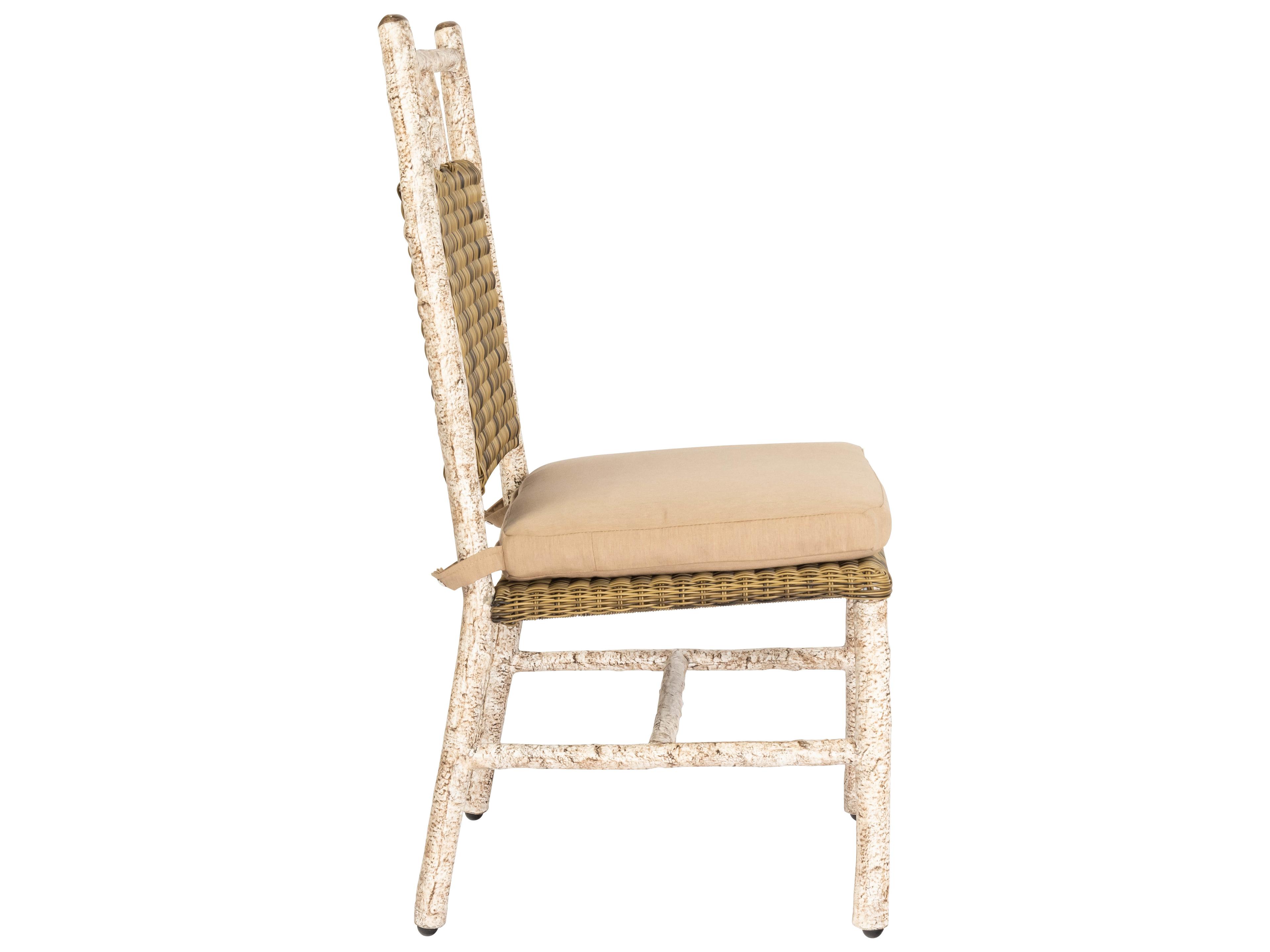 Woodard Whitecraft River Run Wicker Antique Palm Outdoor Dining Side Chair