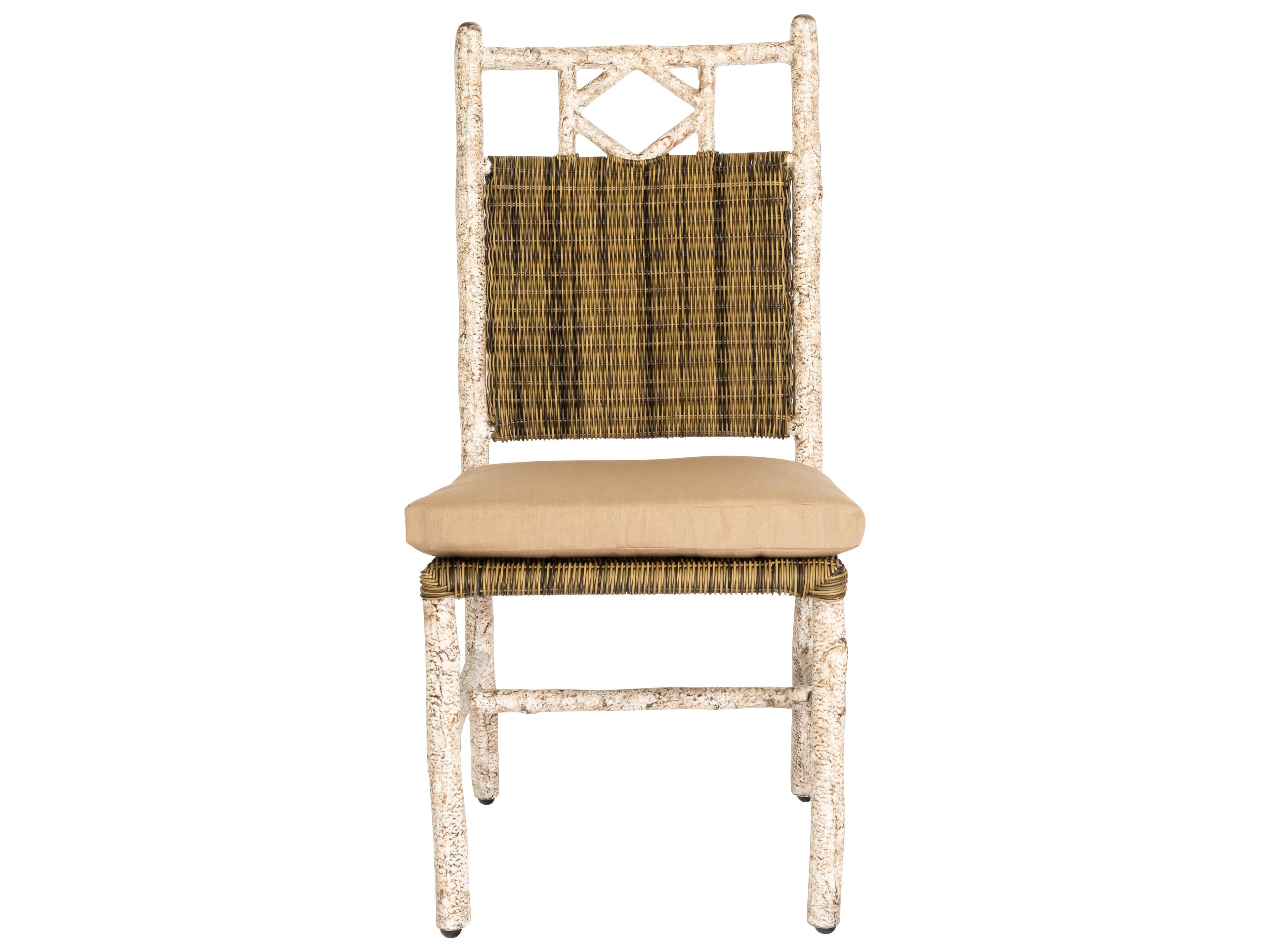 Woodard Whitecraft River Run Wicker Antique Palm Outdoor Dining Side Chair