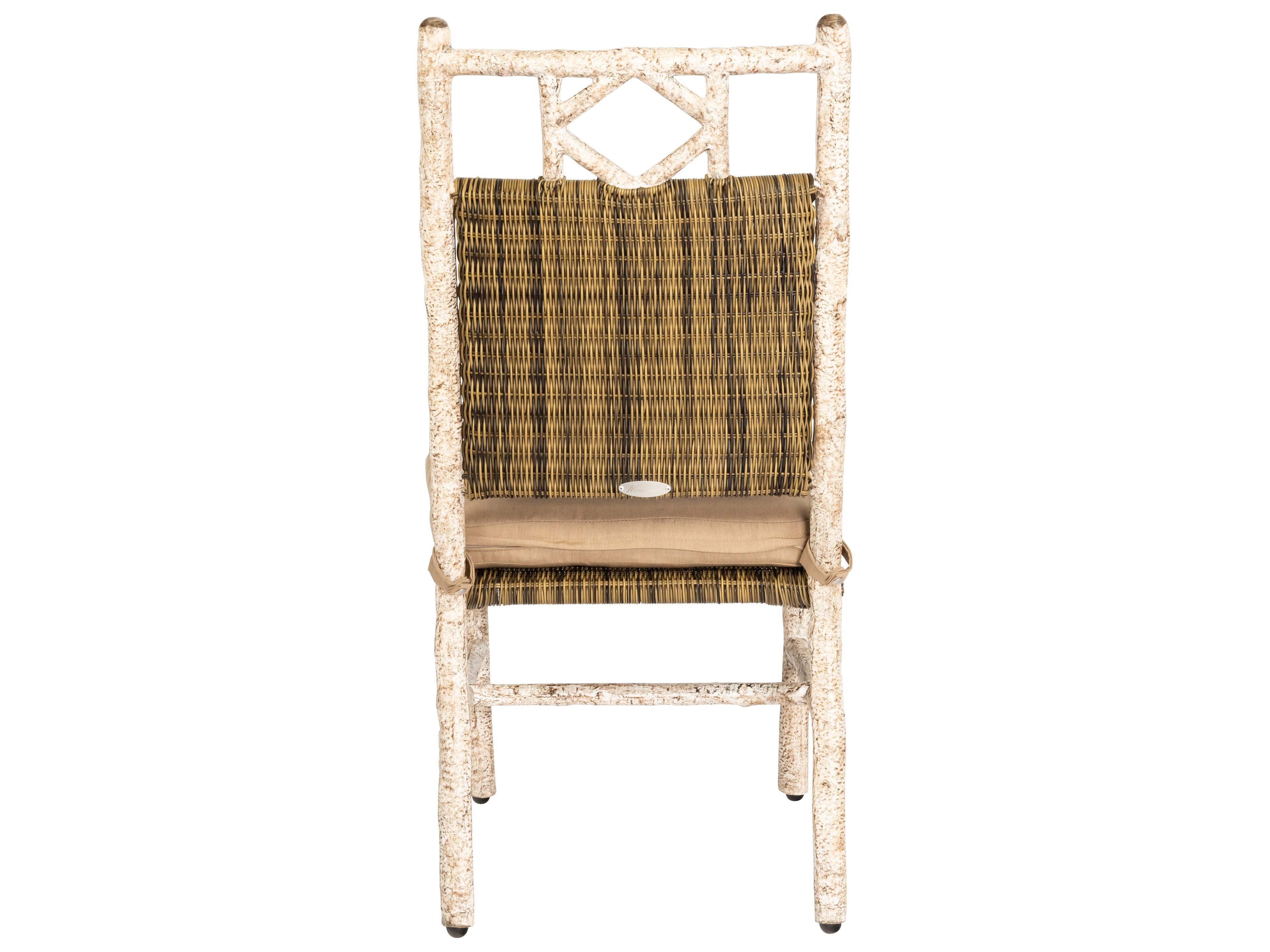 Woodard Whitecraft River Run Wicker Antique Palm Outdoor Dining Side Chair